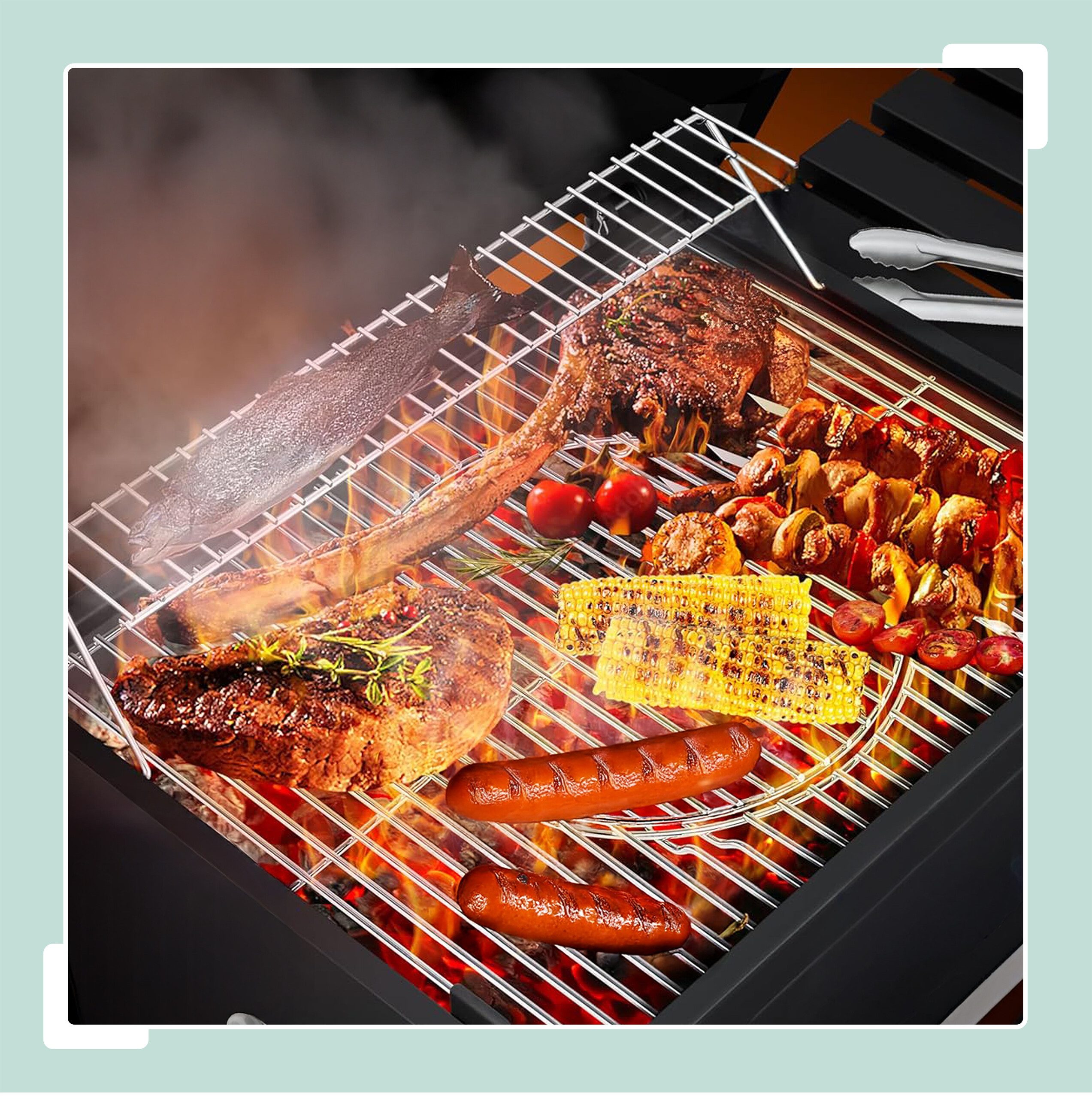 relaxdays Holzkohlegrill Grillwagen mit Deckel
