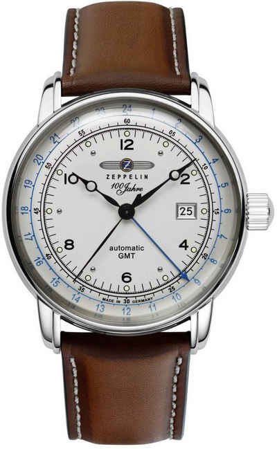 ZEPPELIN Automatikuhr 100 Jahre, Automatik-GMT, 8666-1, Armbanduhr, Herrenuhr, Datum, Made in Germany