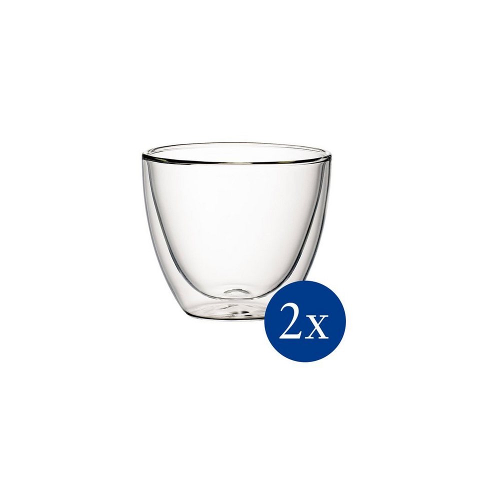 Villeroy & Boch Teeglas Becher aus Glas L 2er-Set, Glas, Große,  doppelwandige Becher für heiße oder kalte Getränke