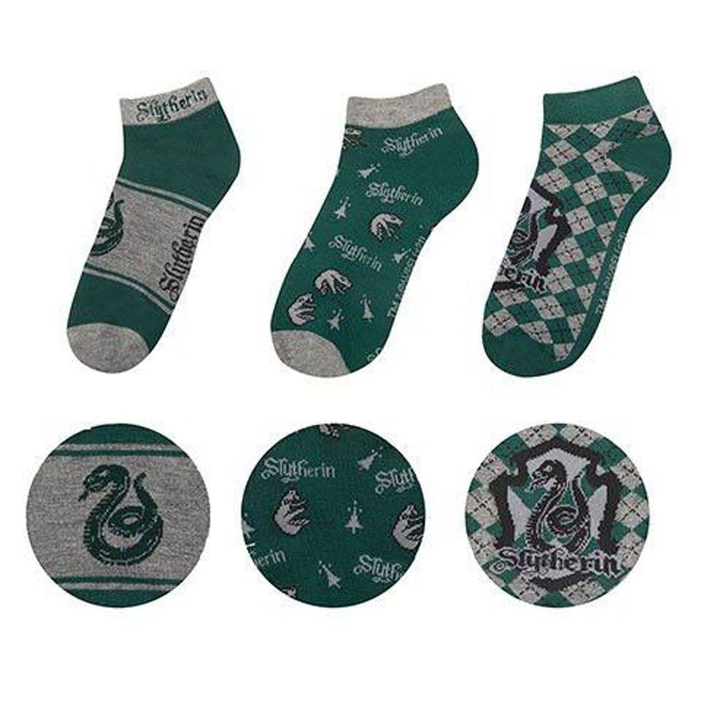 Cinereplicas Kostüm Slytherin Knöchelsocken 3er-Pack, Zauberhaft weiche Knöchelsocken für jeden waschechten Harry Potter F