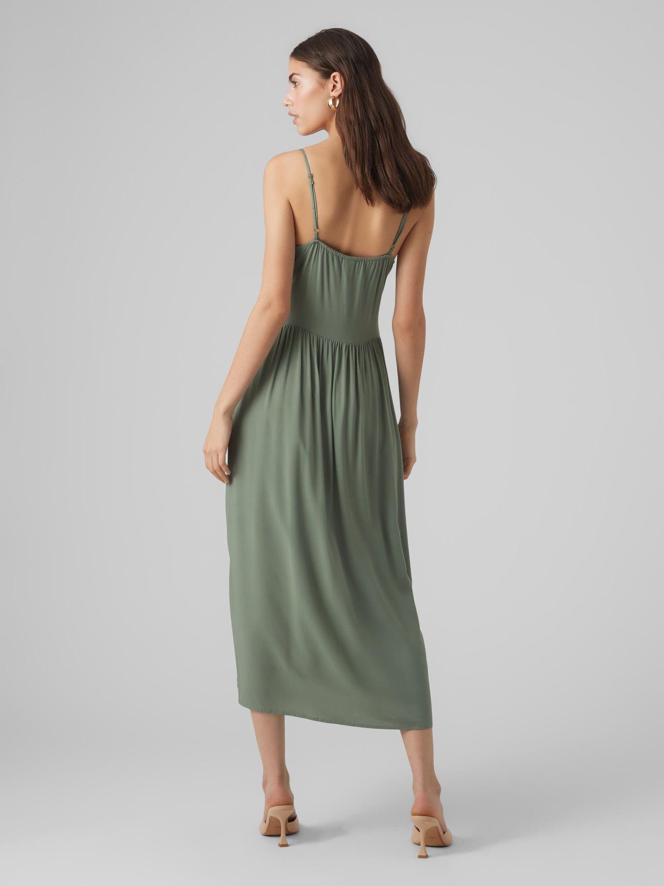 5763 Ärmelloses Grün-2 Kleid in Basic Shirtkleid Langes (lang) Moda Vero VMALBA
