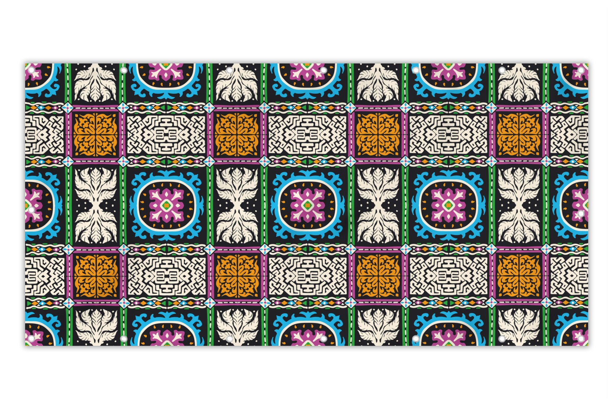 MuchoWow Balkonsichtschutz Muster - Ornament - Abstrakt - Blau - Rosa (1-St) Balkon Sichtschutz 90x200, Windschutz für Zaun PVC, 200x90 cm