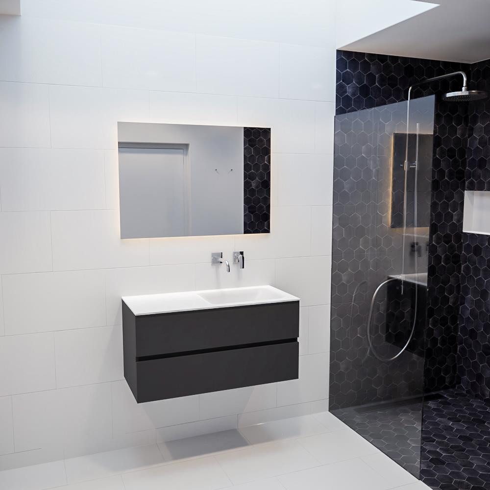 MONDIAZ Waschtisch set vica 100 cm pc75341068 (Waschbecken Serie Cloud (eckig), set Serie Vica, ohne Lochbohrung)