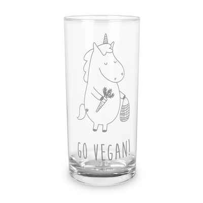 Mr. & Mrs. Panda Glas 400 ml Einhorn Vegan - Transparent - Geschenk, Wasserglas, Trinkglas, Premium Glas, Lasergravur
