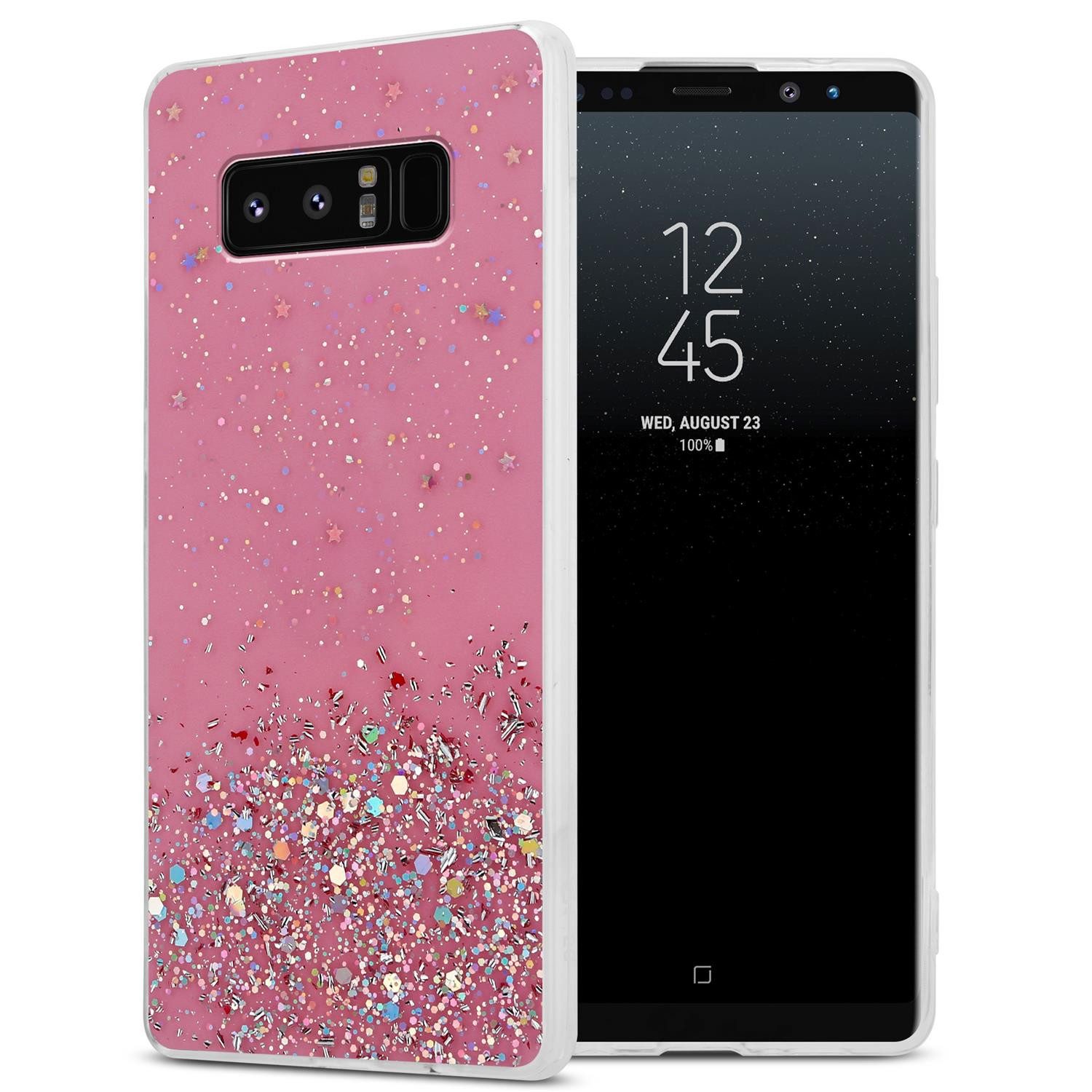 Cadorabo Handyhülle für Samsung Galaxy NOTE 8 Hülle Samsung Galaxy NOTE 8, Flexible TPU Silikon Handy Schutzhülle - Hülle - mit Glitzer