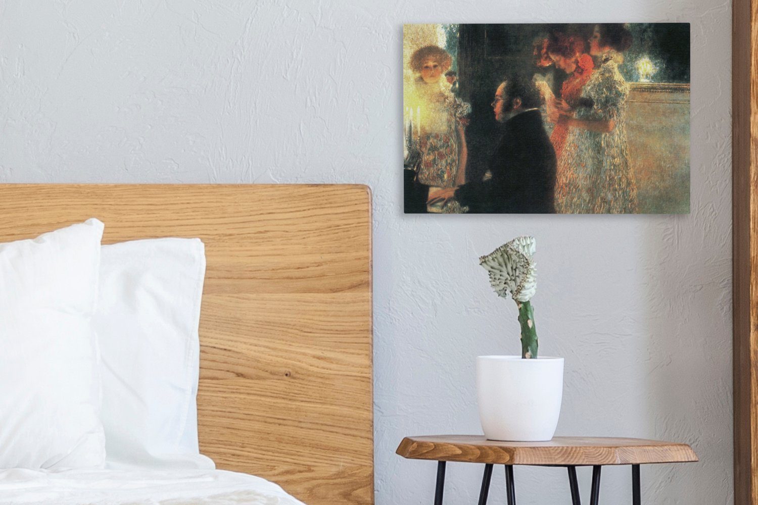 OneMillionCanvasses® Leinwandbild Schubert cm Klavier am Gustav Klimt, (1 Aufhängefertig, St), - Wanddeko, Wandbild Leinwandbilder, 30x20