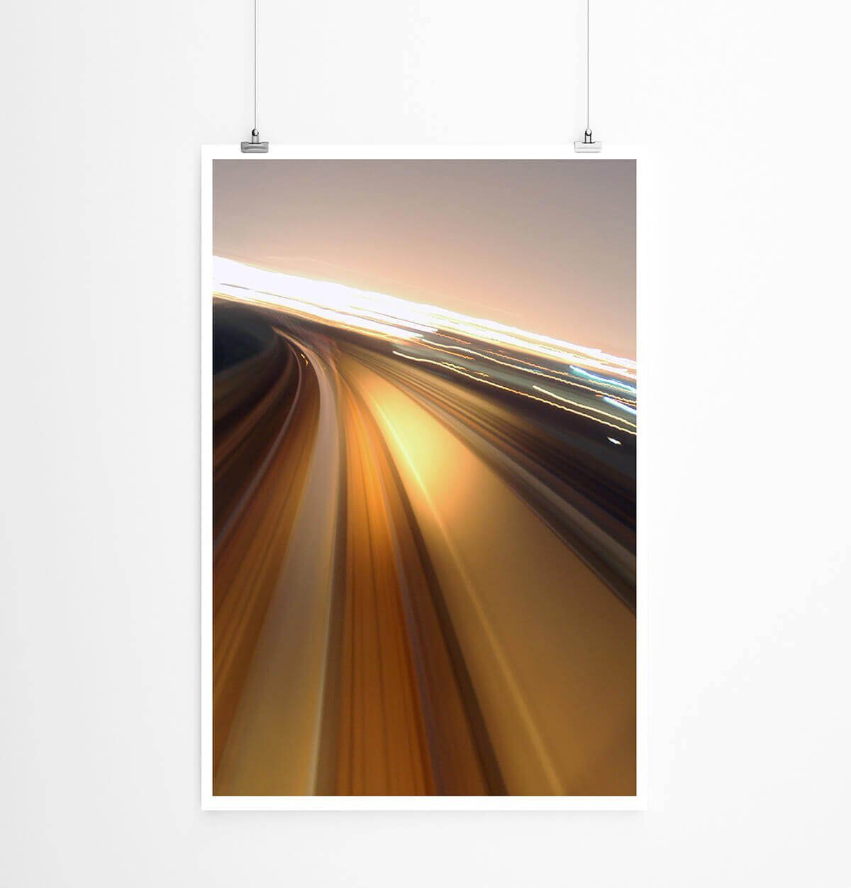 Sinus Art Poster 60x90cm Urbane Fotografie Poster Autobahn bei starker Geschwindigkeit