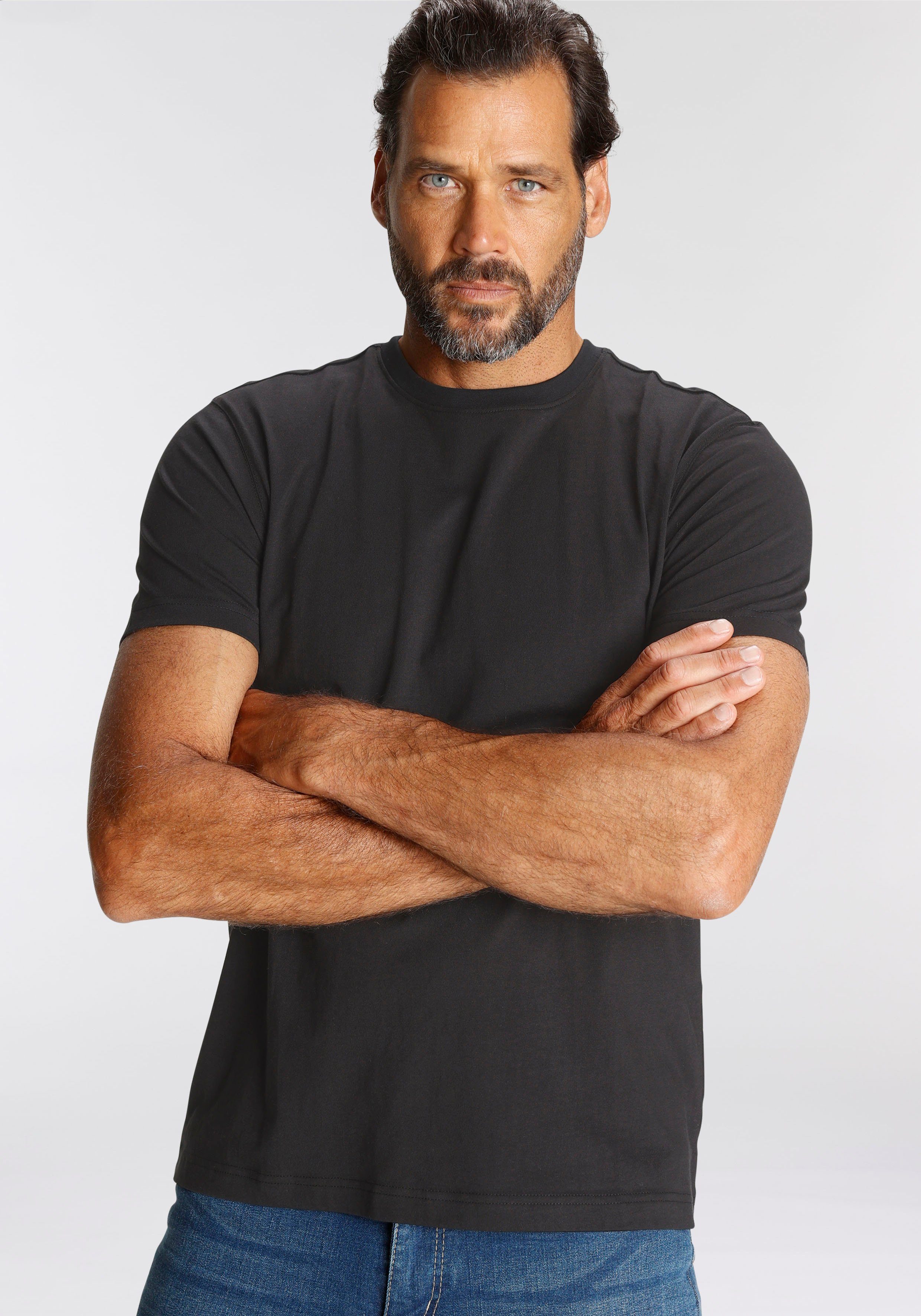 Man's World T-Shirt neue Farben! (3er-Pack) Kurzarm, unifarben, Rundhals, a günstig online kaufen