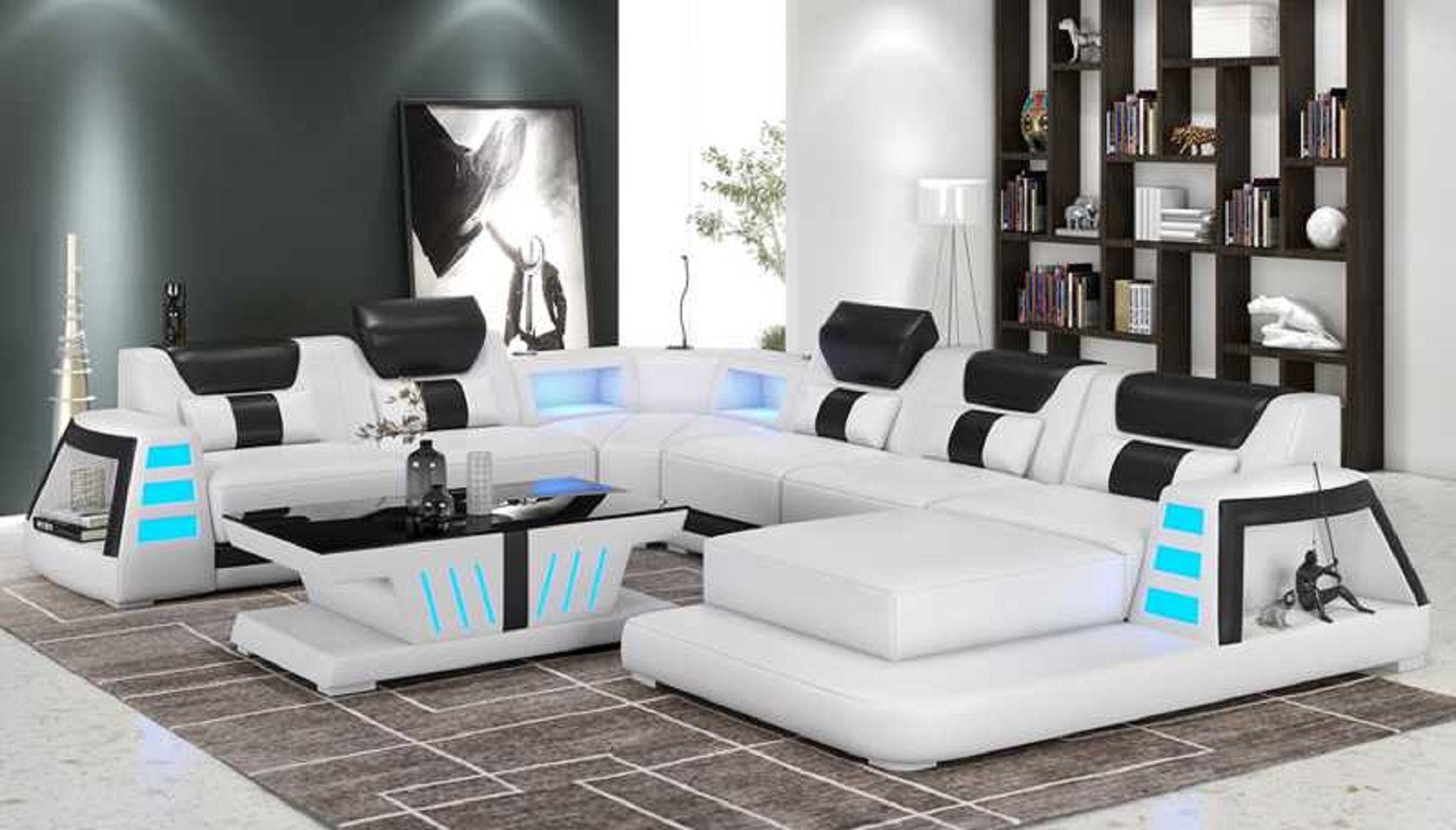 JVmoebel Ecksofa Zeitgenössisch Ecksofa U Form Wohnlandschaft Modern Sofa, 4 Teile, Made in Europe Weiß