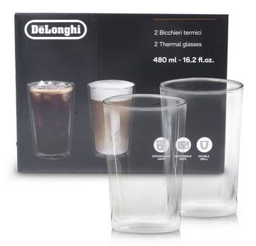 VIOKS Thermoglas 480ml Set 2x Ersatz für Delonghi AS00001404, Glas, für kalte und warme Getränke