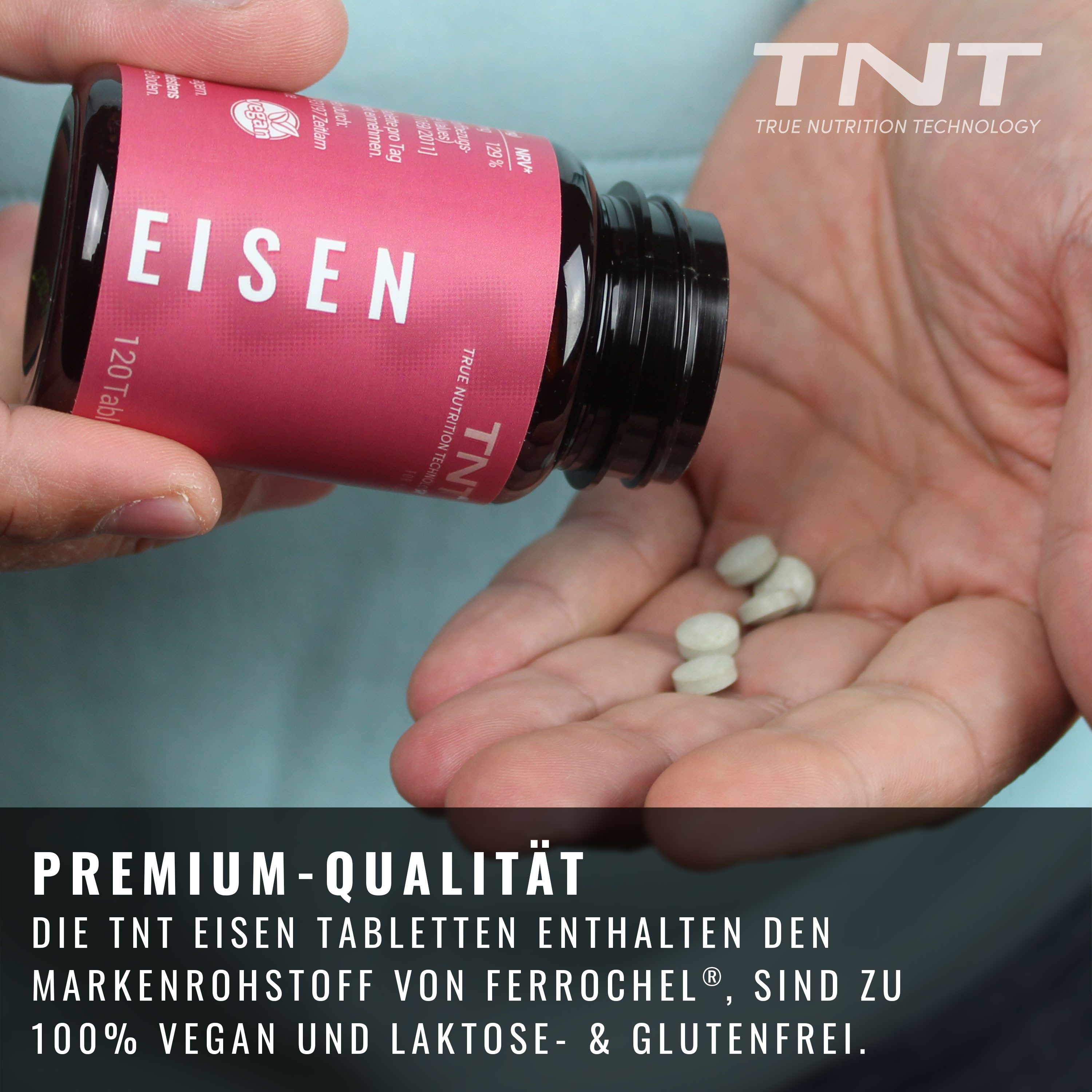 TNT (True Nutrition Technology) Eisen Tabletten, 18mg Eisen pro Tablette Tabletten, 120,00 St., 24 g