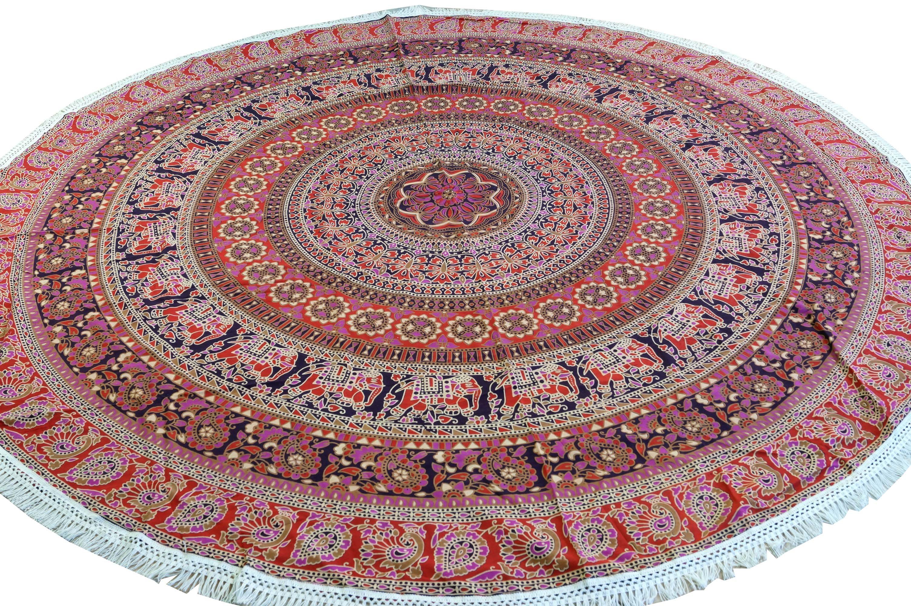 Tagesdecke Rundes indisches Mandala Tuch, Tagesdecke,.., Guru-Shop rot