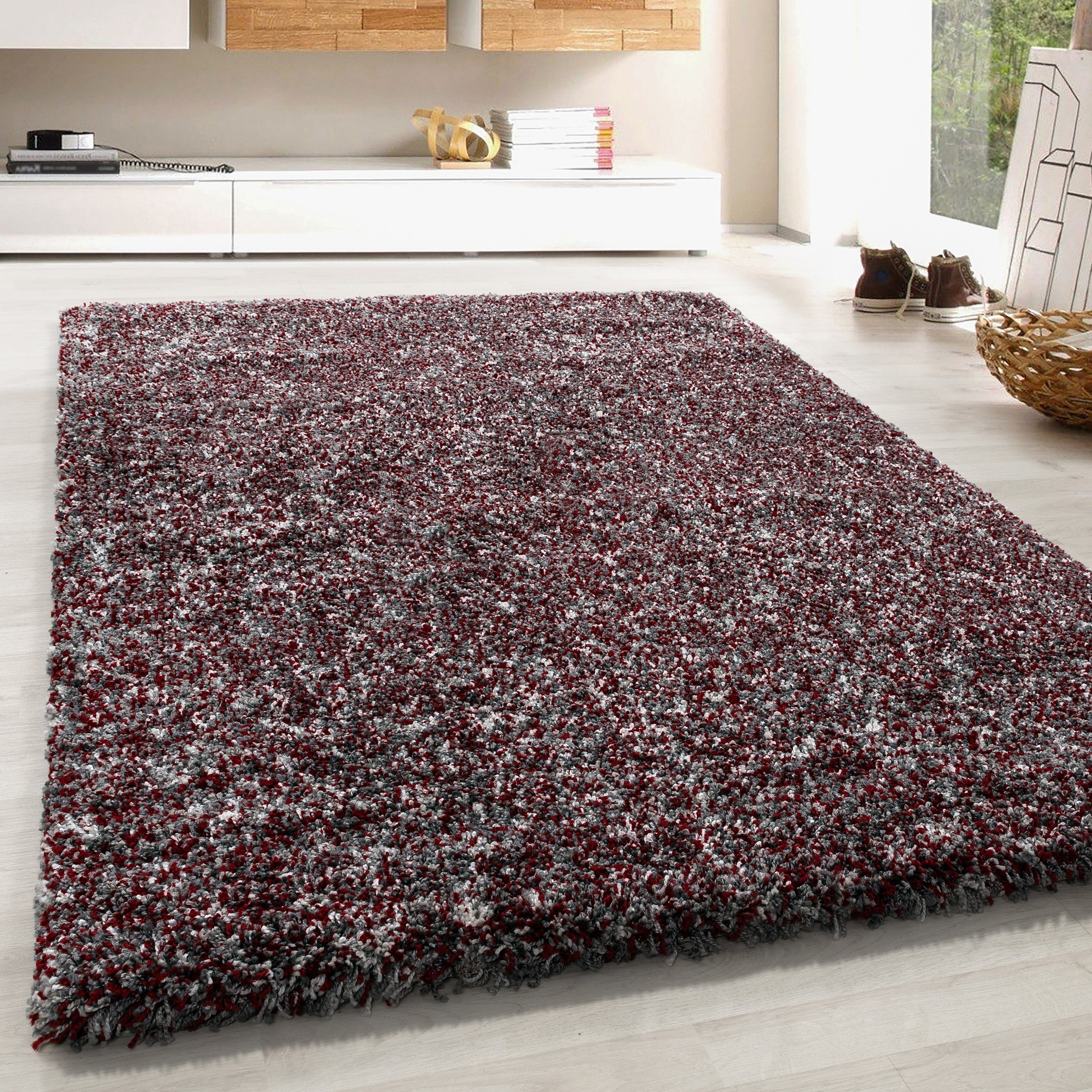 Teppich Meliert Vintage-Stil mm, HomebyHome, 30 Design Teppich Rot Läufer, Meliert Teppich Höhe: Wohnzimmer Design, Teppich