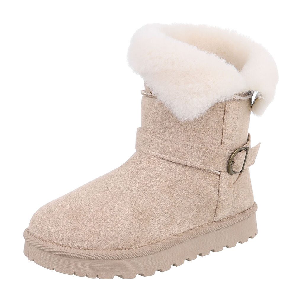 Ital-Design Damen Snowboots Freizeit Snowboots (87452029) Flach Plateaustiefeletten in Beige