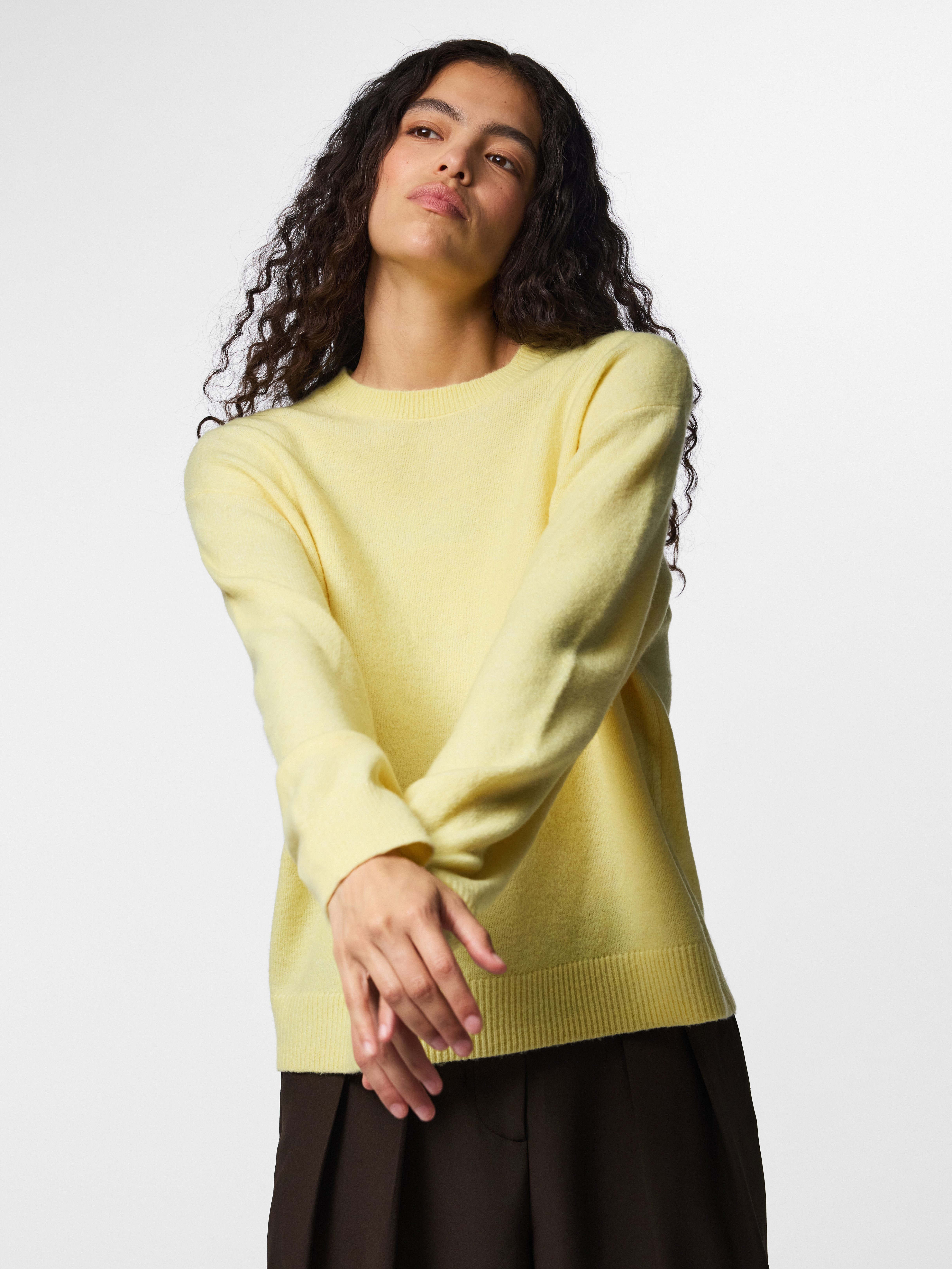 pieces Rundhalspullover PCSALLY LS O-NECK KNIT NOOS BC Materialmix