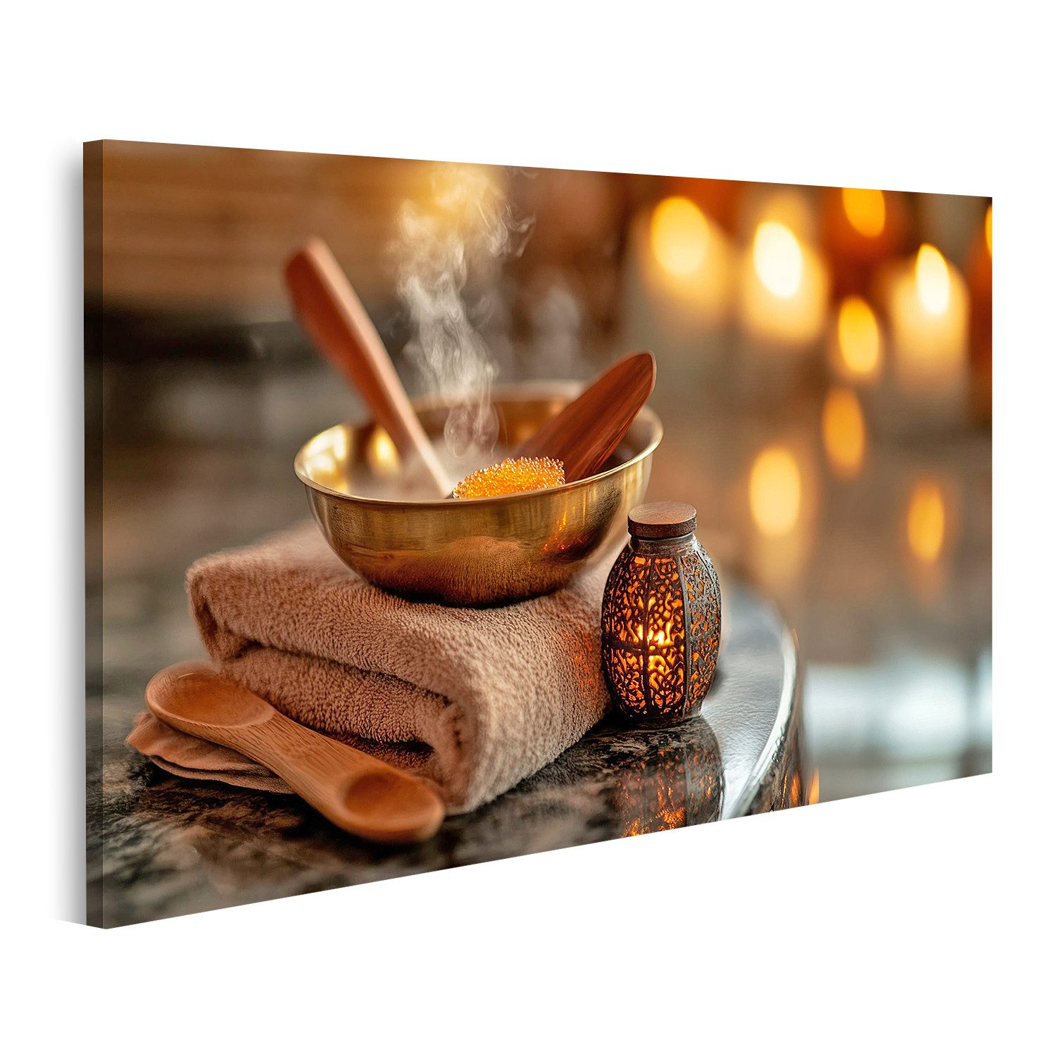 islandburner Leinwandbild Wohlfühl Spa und Wellness Ambiente Wandbild