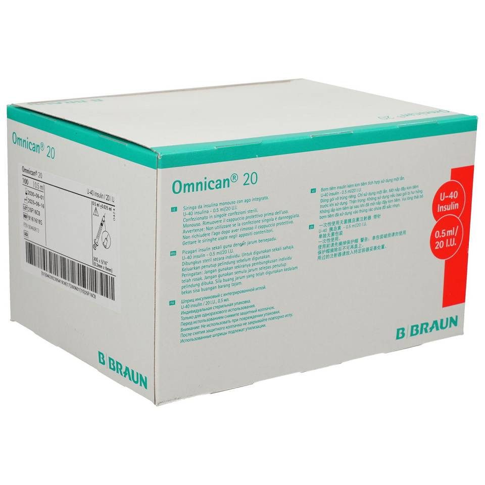Braun Einwegspritze OMNICAN Insulinspr.0,5 ml U40 m.Kan.0,30x8 mm, (100-St)