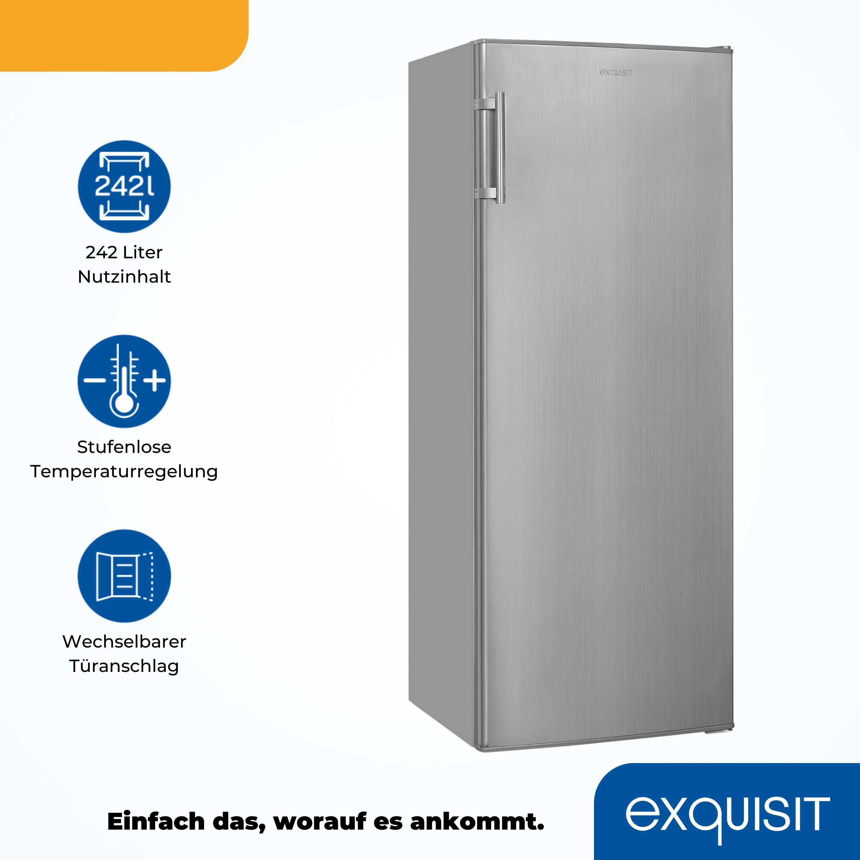 exquisit Kühlschrank KS320-V-H-040E inoxlook, 142,6 cm hoch, 54,4 cm breit, Großzügiger Kühlraum für mehr Frische und beste Übersicht – Bild 4 von 5