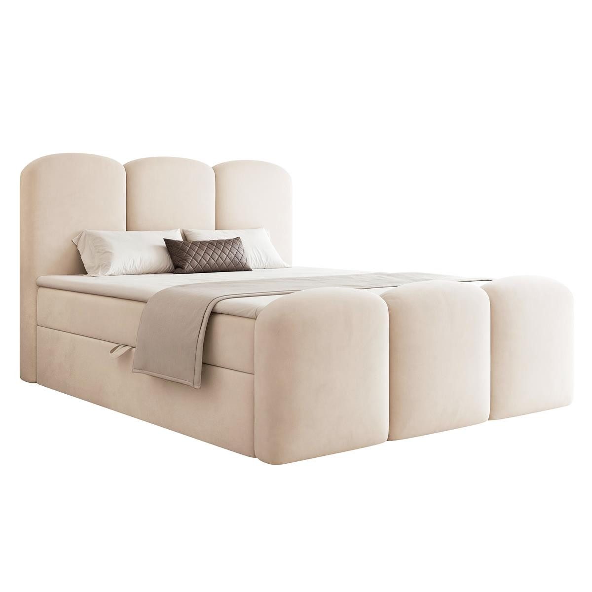 Compleo Boxbett Wolkenbett mit Stauraum & hohem Schlafkomfort, MADE IN EU, Doppelbett gepolstertes Kopfteil mit Bettkasten – Bild 2 von 5
