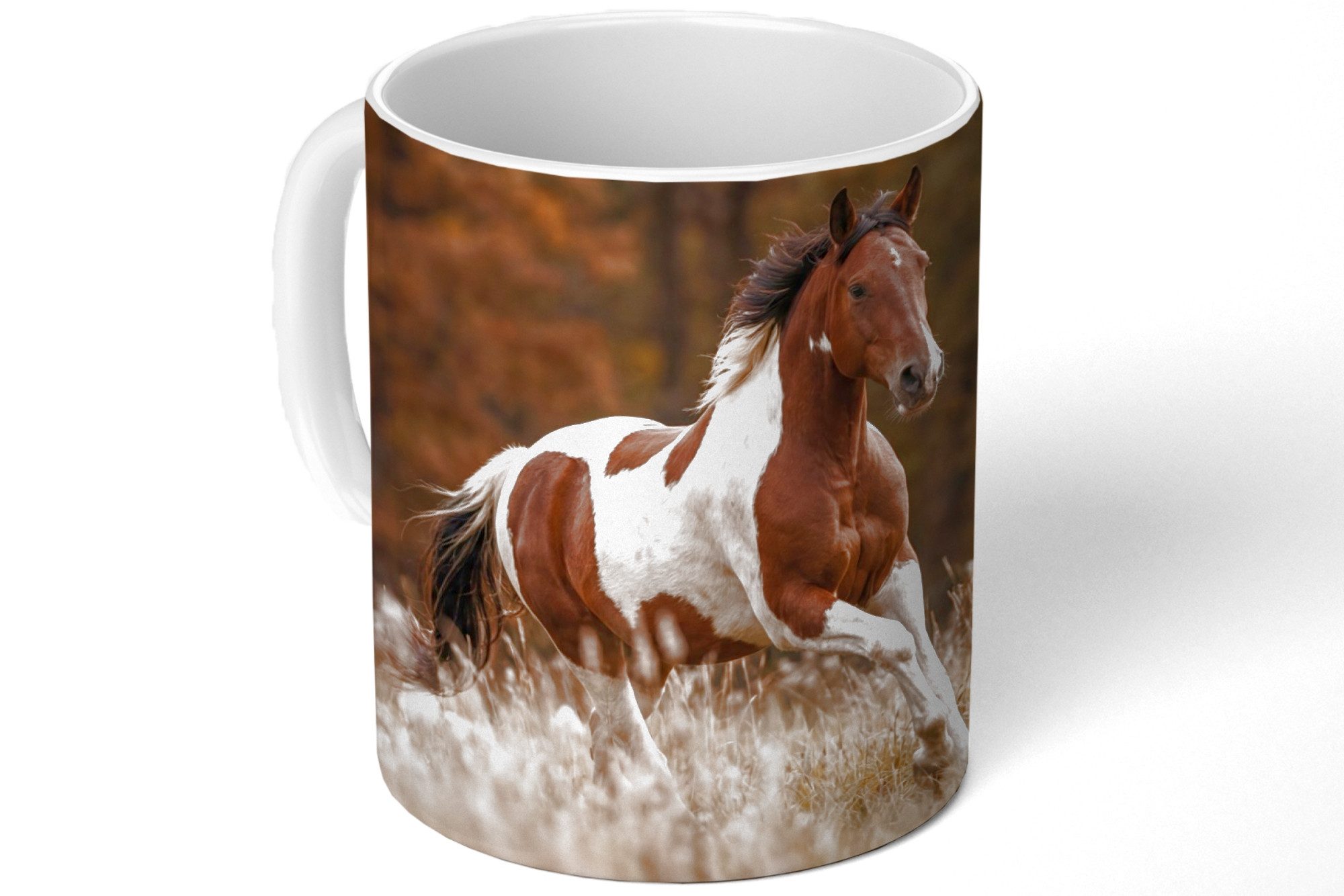 MuchoWow Tasse Pferd - Braun - Gras, 1-tlg., Keramik, Kaffeetassen, Teetasse, Becher, Kaffeebecher, Geschenk