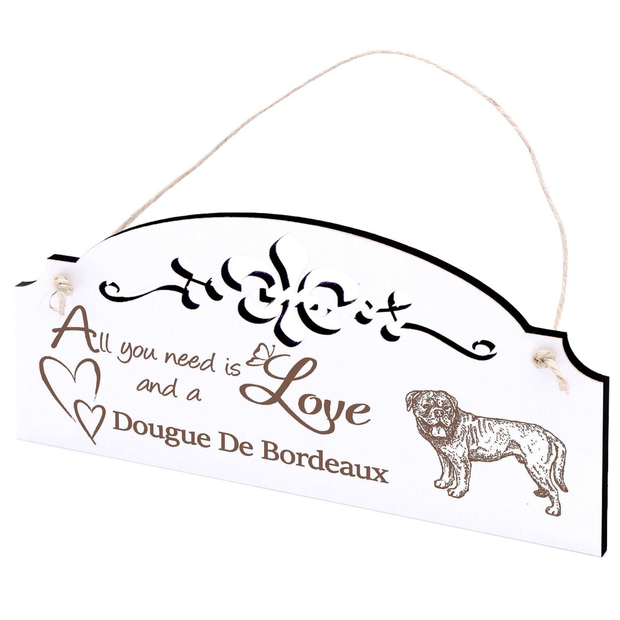Dekolando Hängedekoration Dougue De Bordeaux Deko 20x10cm All you need is Love