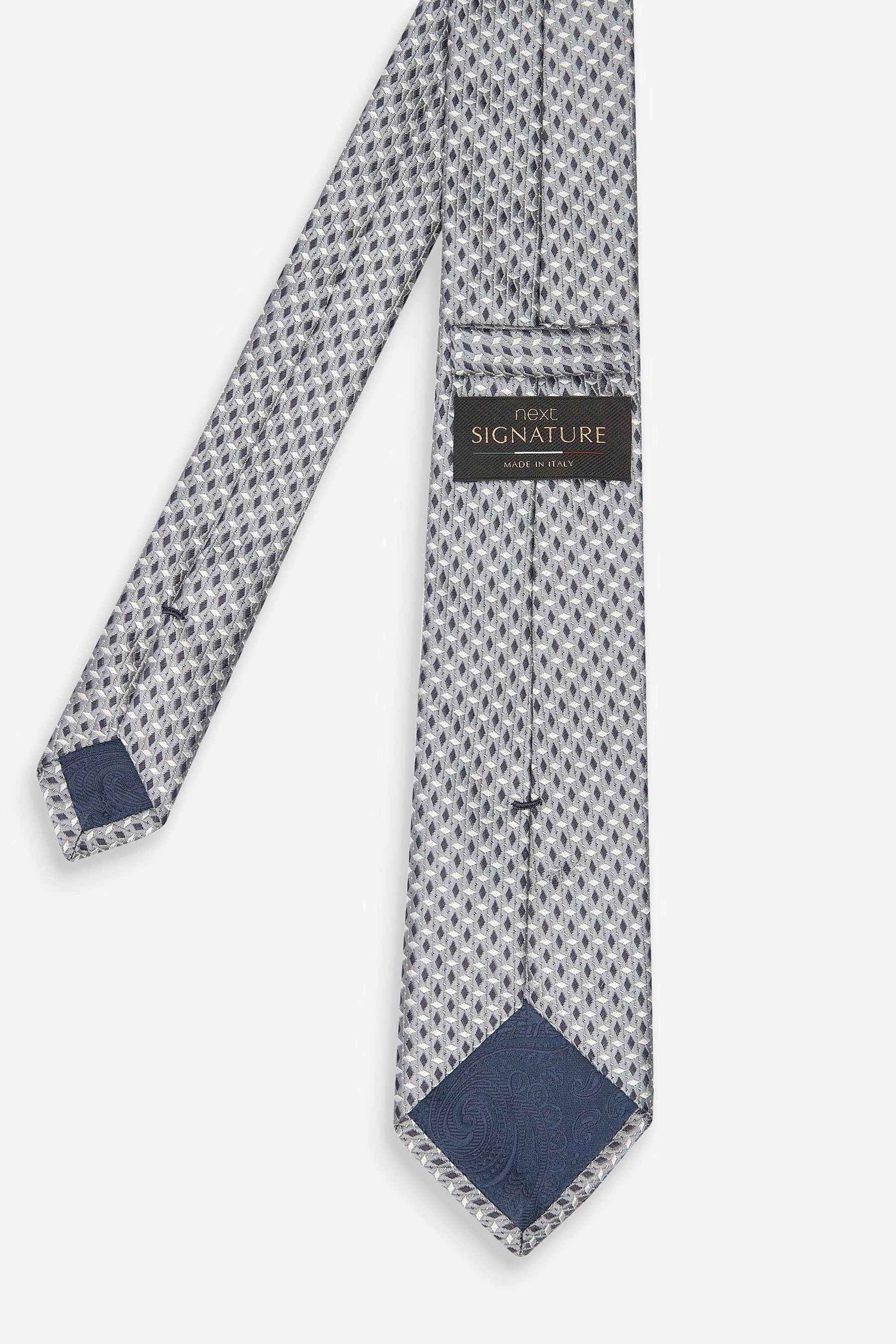 Herren Krawatten Next Krawatte Signature Krawatte Made in Italy mit Rautenmuster