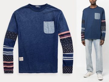 Ralph Lauren Sweatshirt POLO RALPH LAUREN PATCHWORK DYED Indigo Jersey Shirt Sweatshirt Sweate