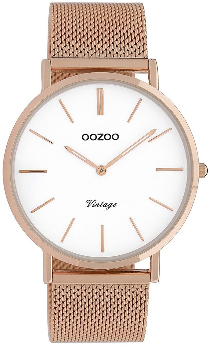 OOZOO Quarzuhr Oozoo Herren-Uhr rosegold, (Analoguhr), Herrenuhr rund, groß (ca. 40mm) Edelstahlarmband, Fashion-Style