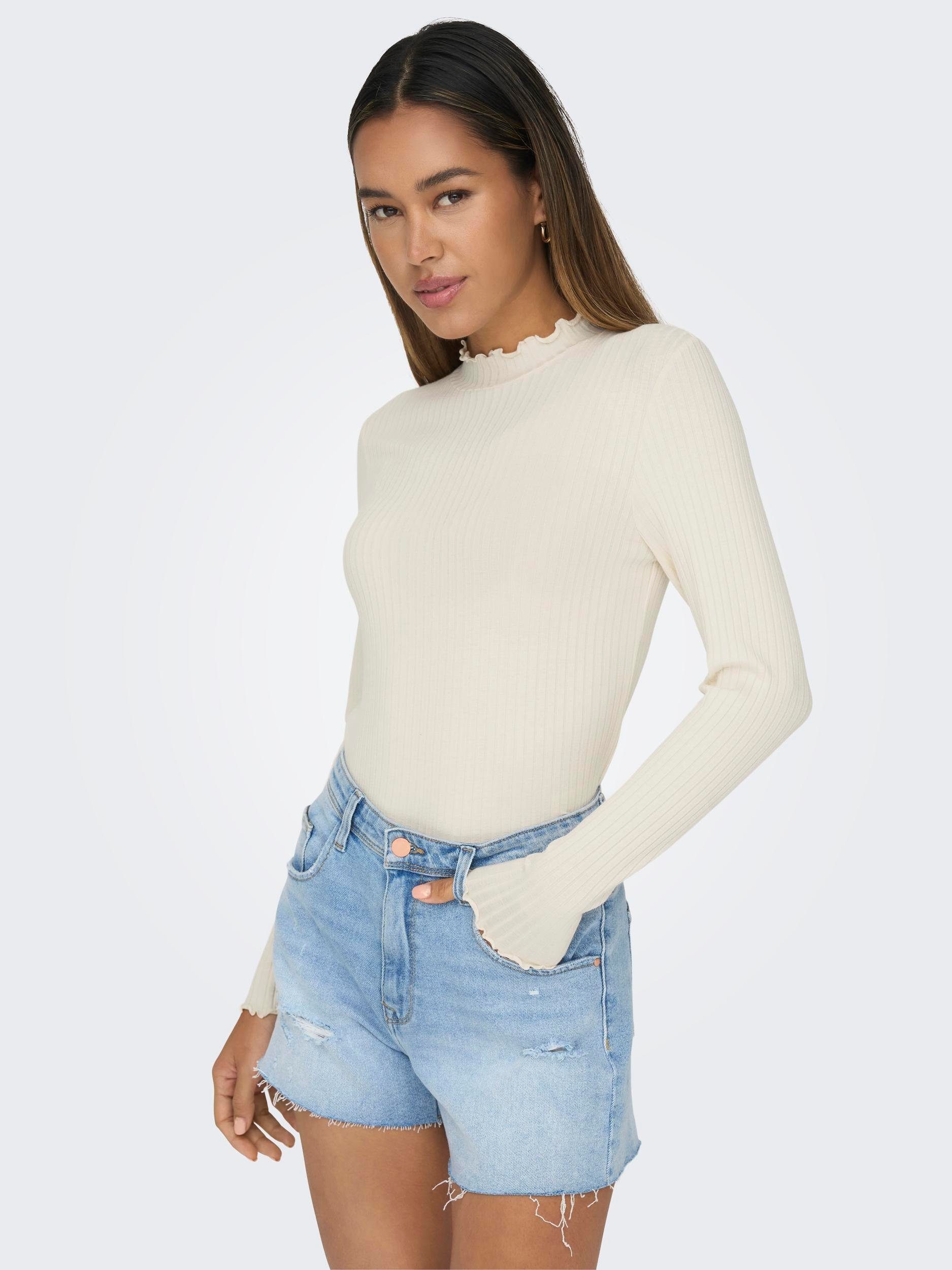 JDY Langarmbluse JDYFRANSISKA L/S HIGHNECK TOP JRS NOOS mit gewellten Säume günstig online kaufen