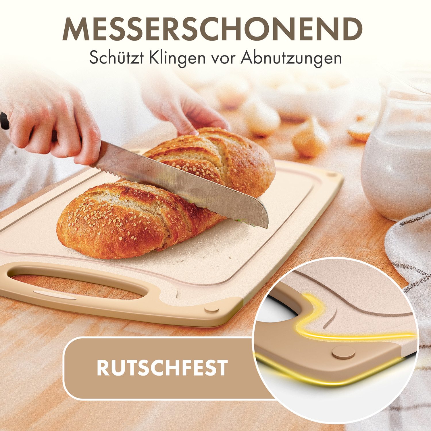 Blumtal Schneidebrett Frühstücksbrettchen Kunststoff, 2er-/3er-Set, verschiedene Größen, (2-St), Brettchen spülmaschinenfest Kunststoff BPA-frei