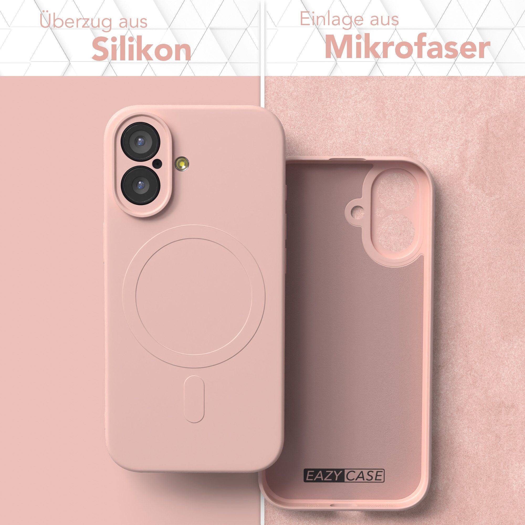 EAZY CASE Handyhülle für Apple iPhone 17 Hülle Silikon 6,3 Zoll, MagSafe Schutzhülle Silikoncover mit Kameraschutz Rosa / Altrosa