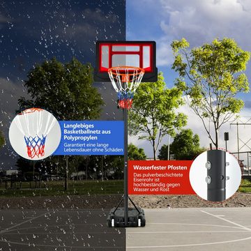 COSTWAY Basketballständer Basketballkorb, 90-210cm höhenverstellbar, Rädern