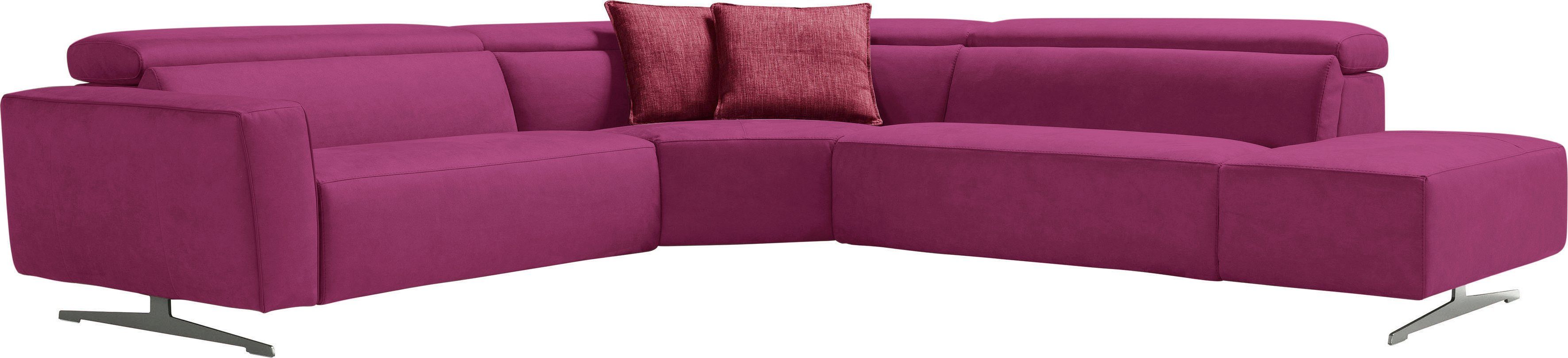 Egoitaliano Ecksofa Stefanie-e, Designsofa der Extraklasse, bequem mit hohem Sitzkomfort, mit Relaxfunktion und verstellbaren Kopfteilelementen
