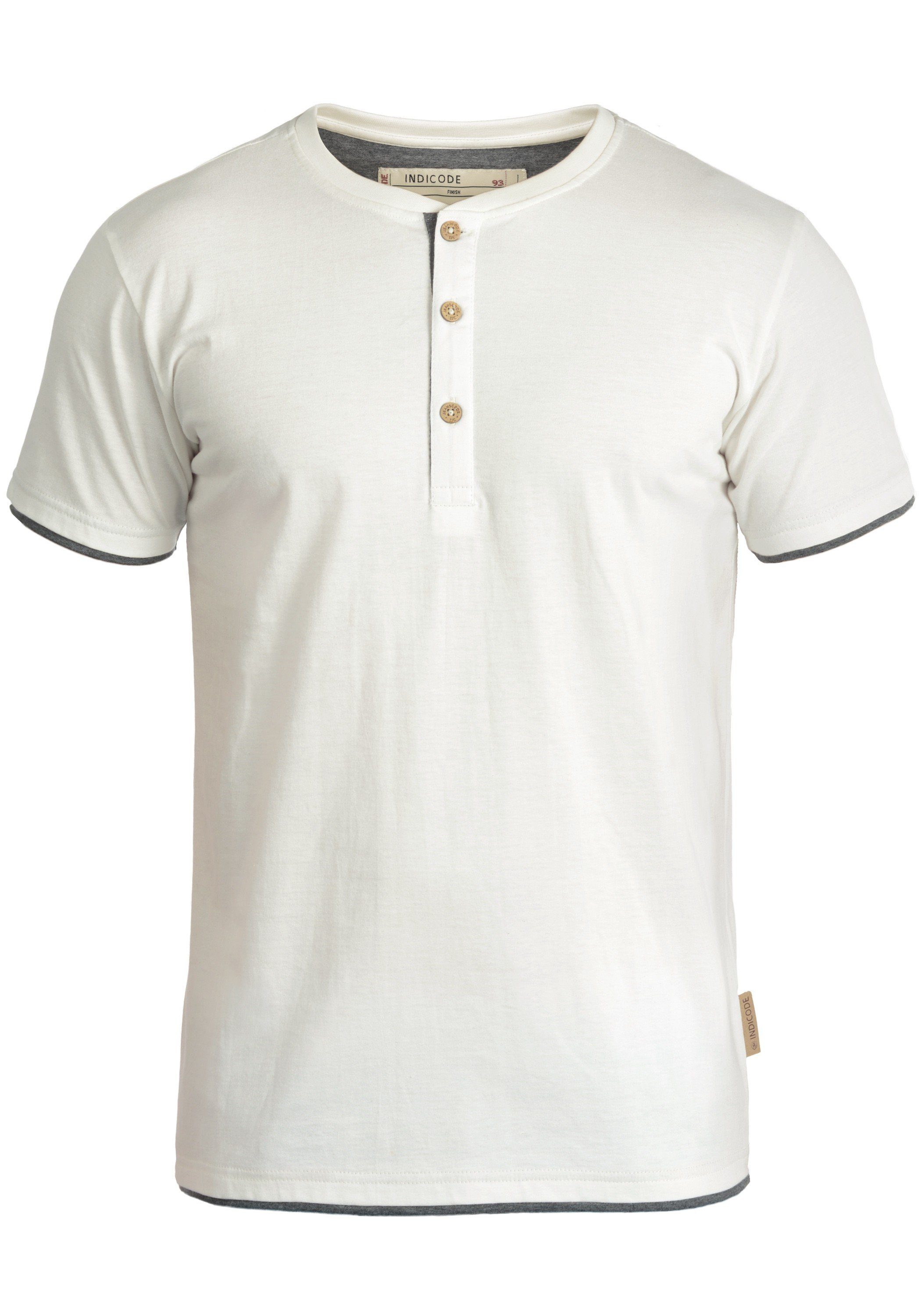 Indicode Off-White Layershirt IDTony (002) Knopfleiste Kurzarmshirt mit