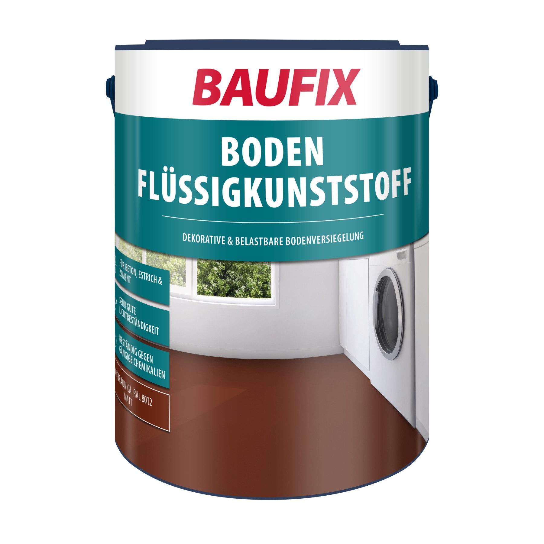 Baufix Acryl-Flüssigkunststoff matt, 5 Liter für ca. 30m², Beton- und Bodenfarbe, Schutzanstrich für Beton, Estrich und Zementfaserplatten