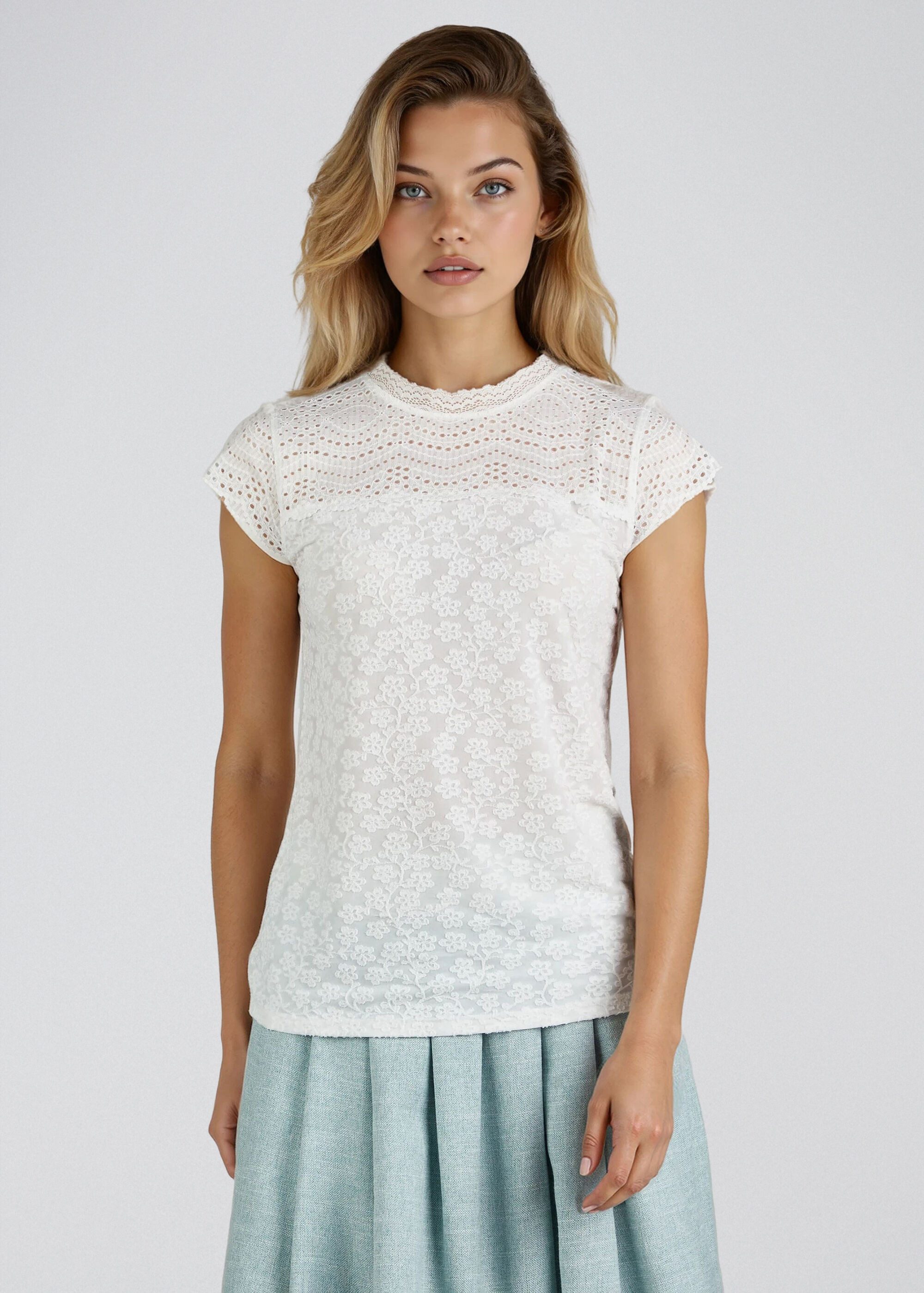 Spieth & Wensky Trachtenbluse Helena spitzenförmiger Wellensaum