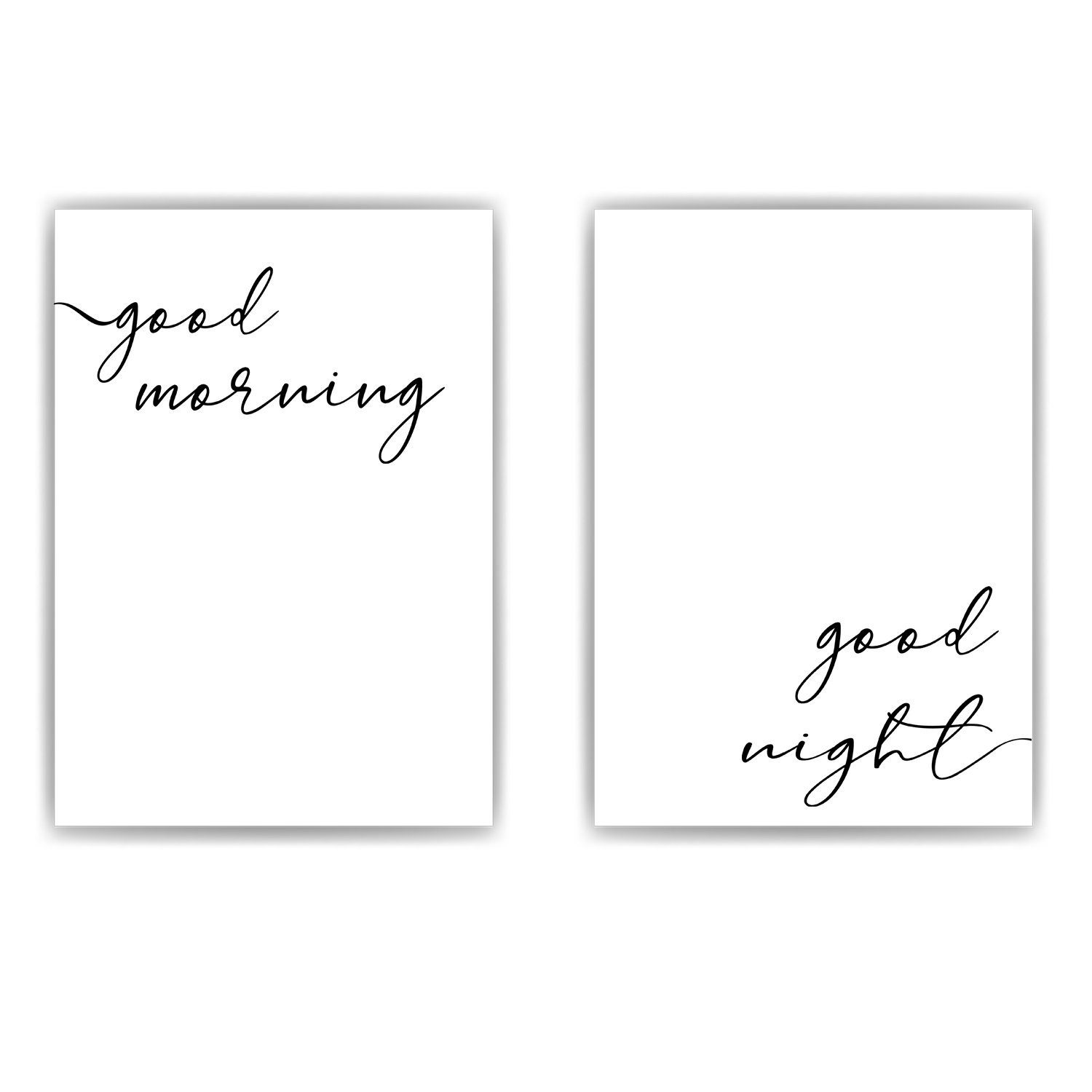 Set Poster Tigerlino Night Morning - Schlafzimmer 2er Wanddeko Good Wandbild Good Bett