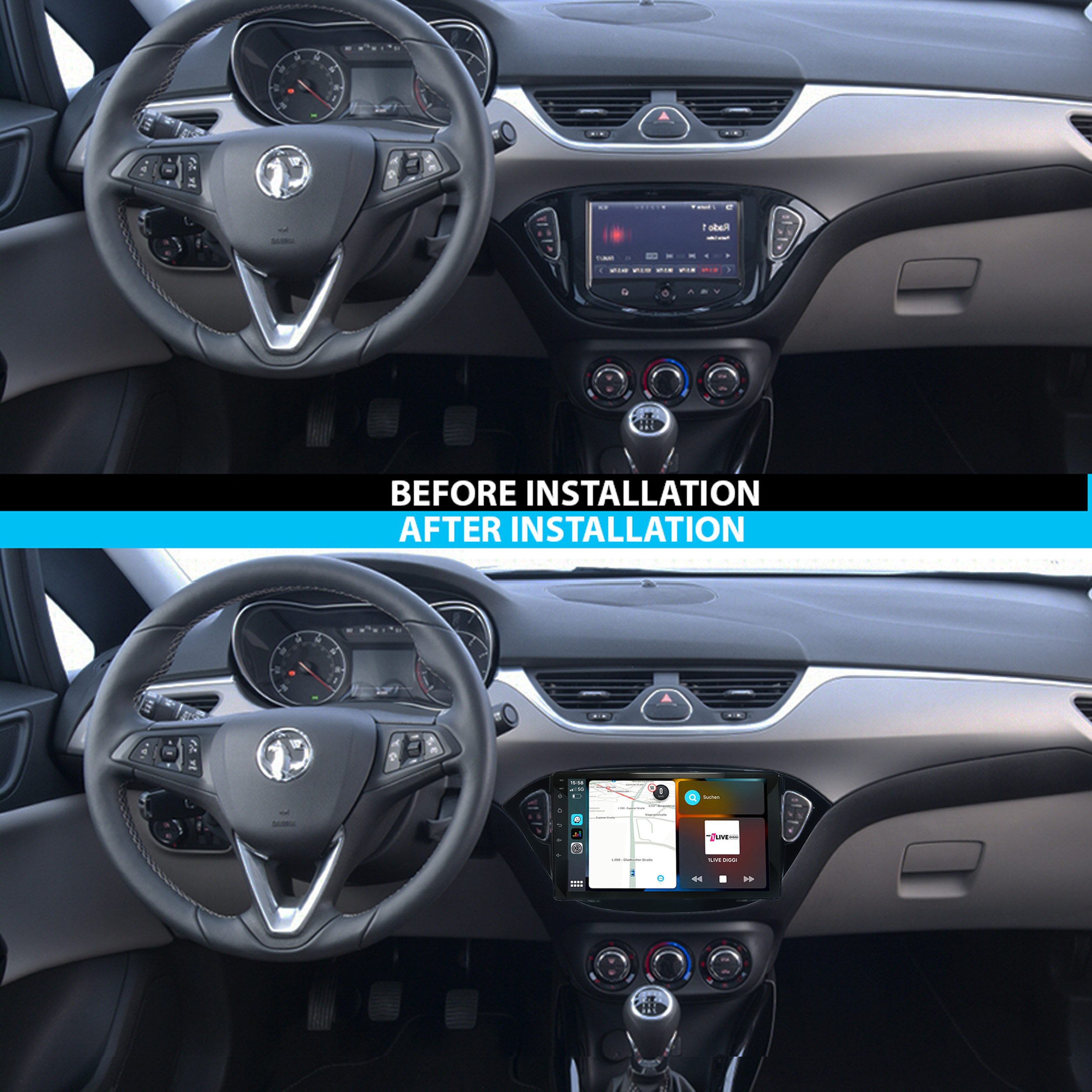 TAFFIO Für Opel Adam Corsa E 9" Touchscreen Android Autoradio Navi CarPlay Einbau-Navigationsgerät