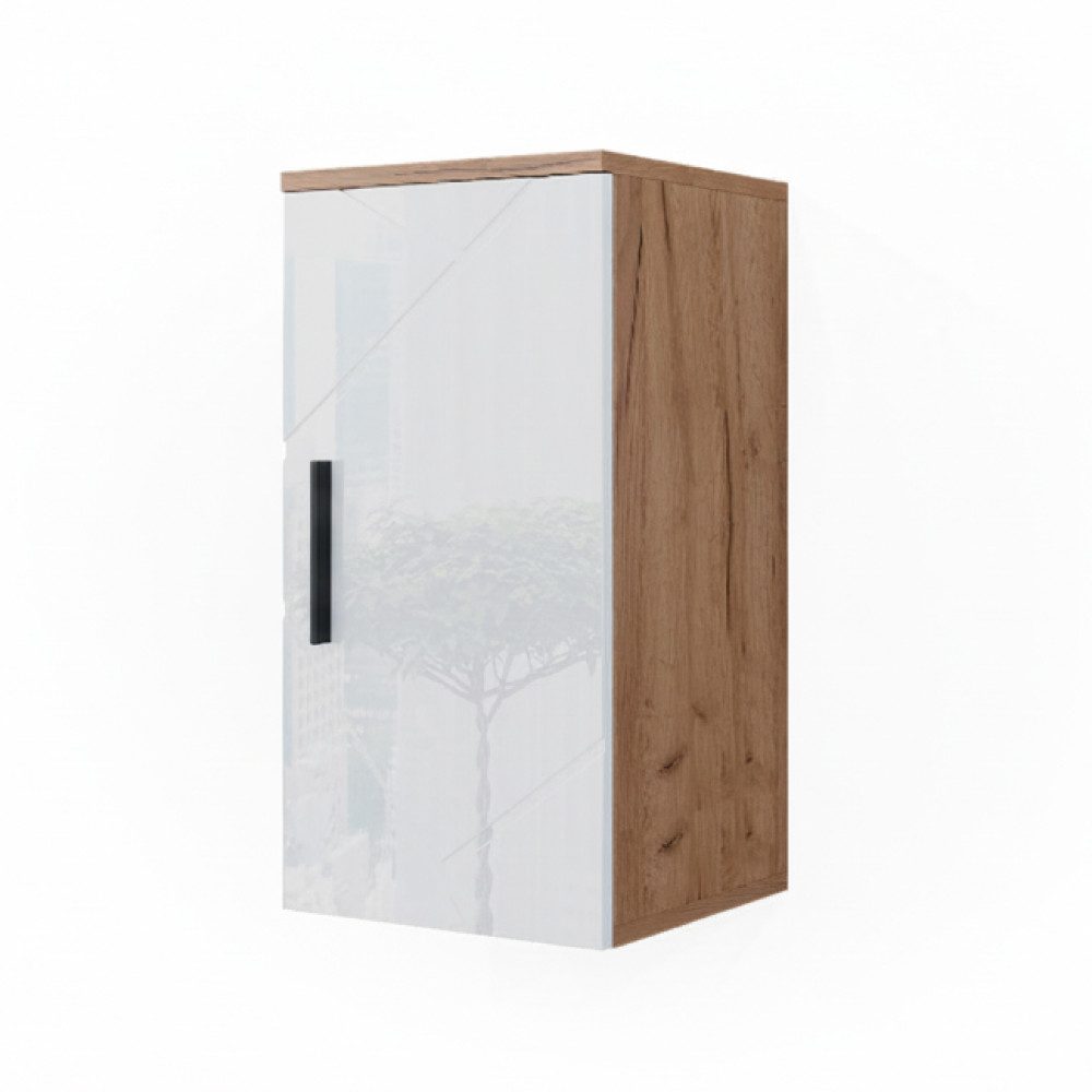 Vicco Hängeschrank Irma, Weiß Hochglanz/Goldkraft Eiche, 30 x 59 cm mit Regal (1-St)