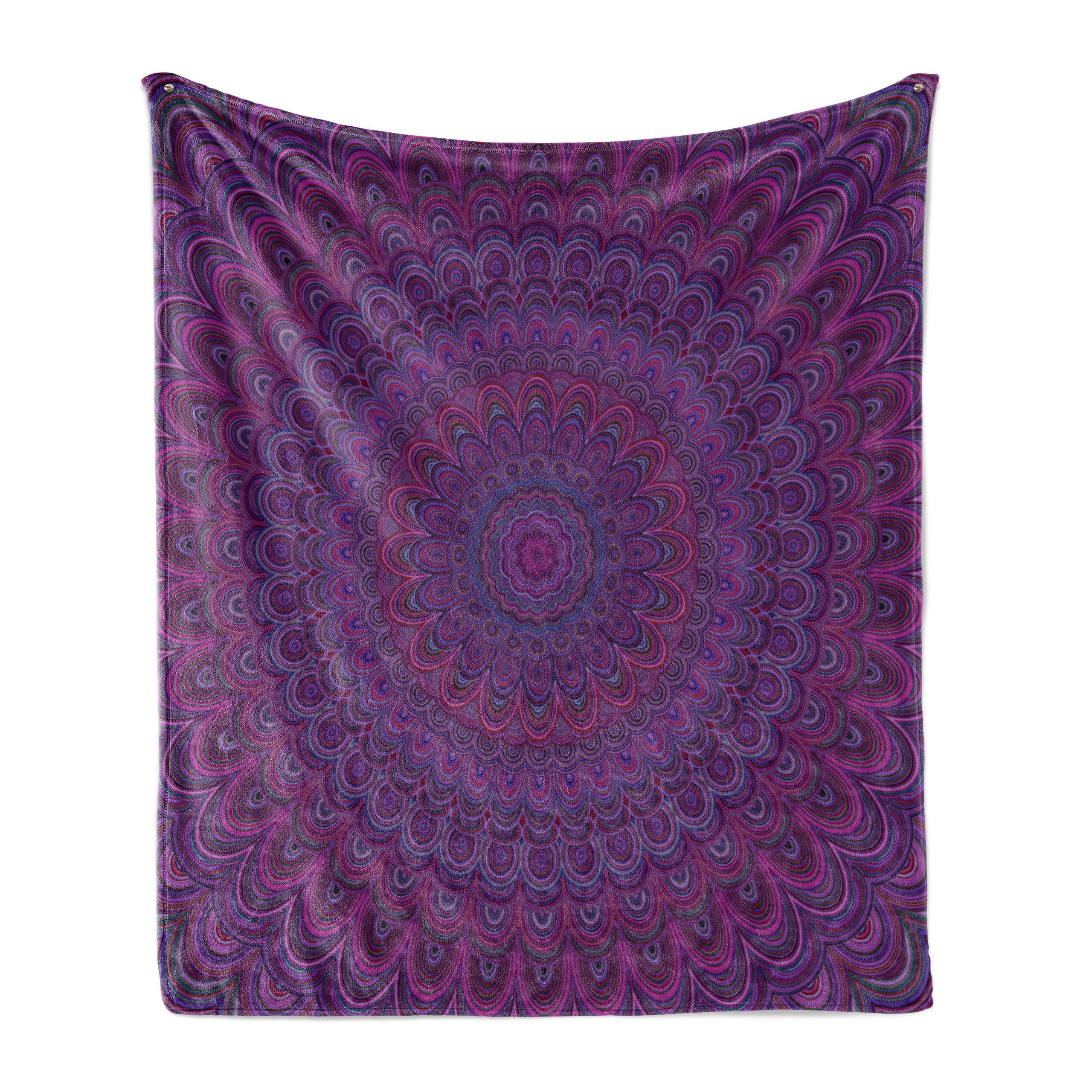 für den Wohndecke und Außenbereich, Plüsch Innen- Lila Mandala Aubergine Vintage Gemütlicher Abakuhaus,