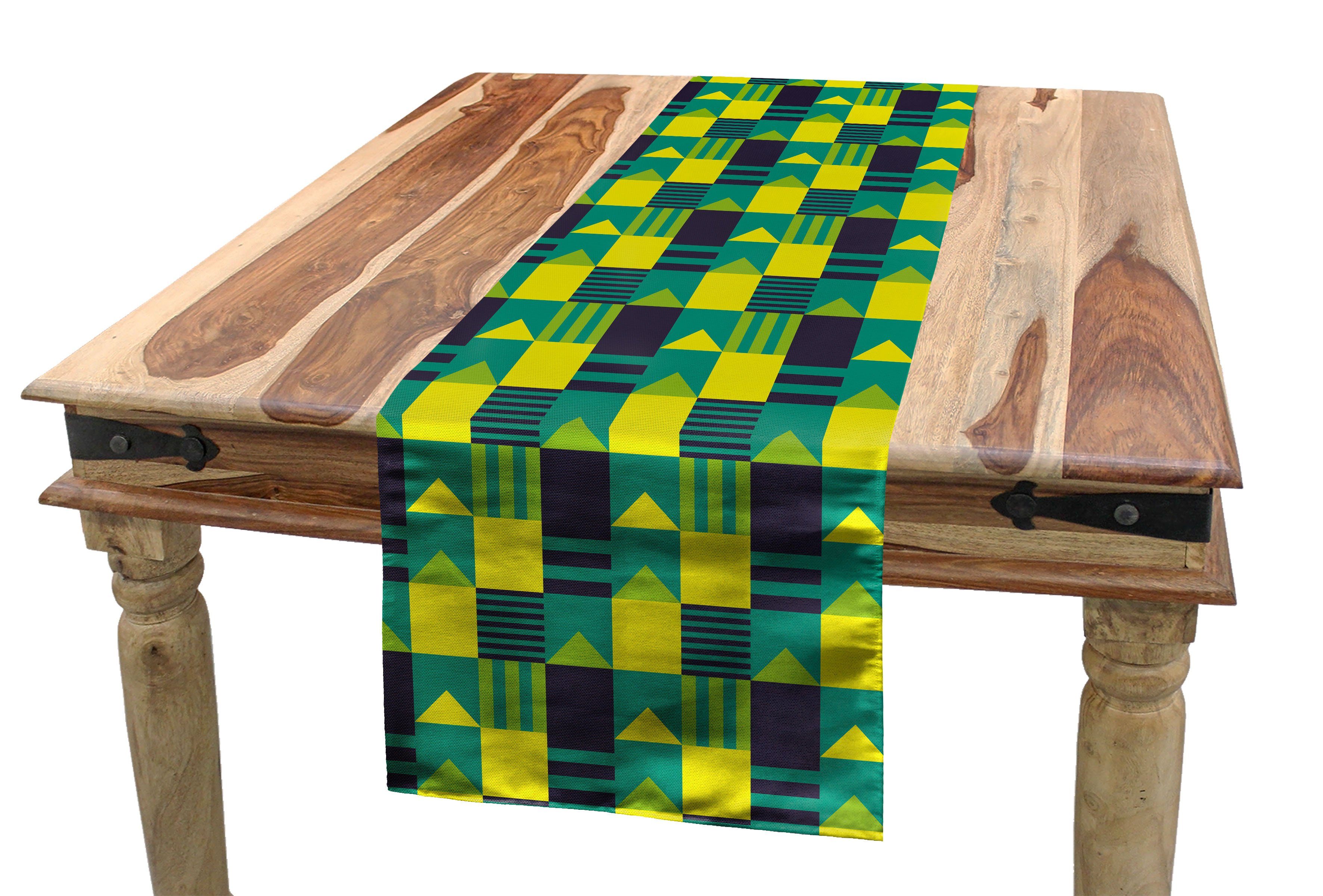 Abakuhaus Tischläufer Esszimmer Küche Rechteckiger Dekorativer Tischläufer, Pfeil Symmetrische Geometrische Formen