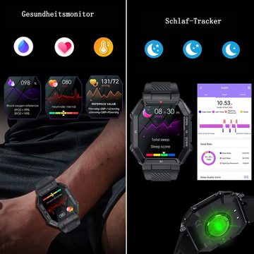 GelldG Smartwatch Herren 1,85" mit Telefonfunktion, Fitness Tracker Smartwatch