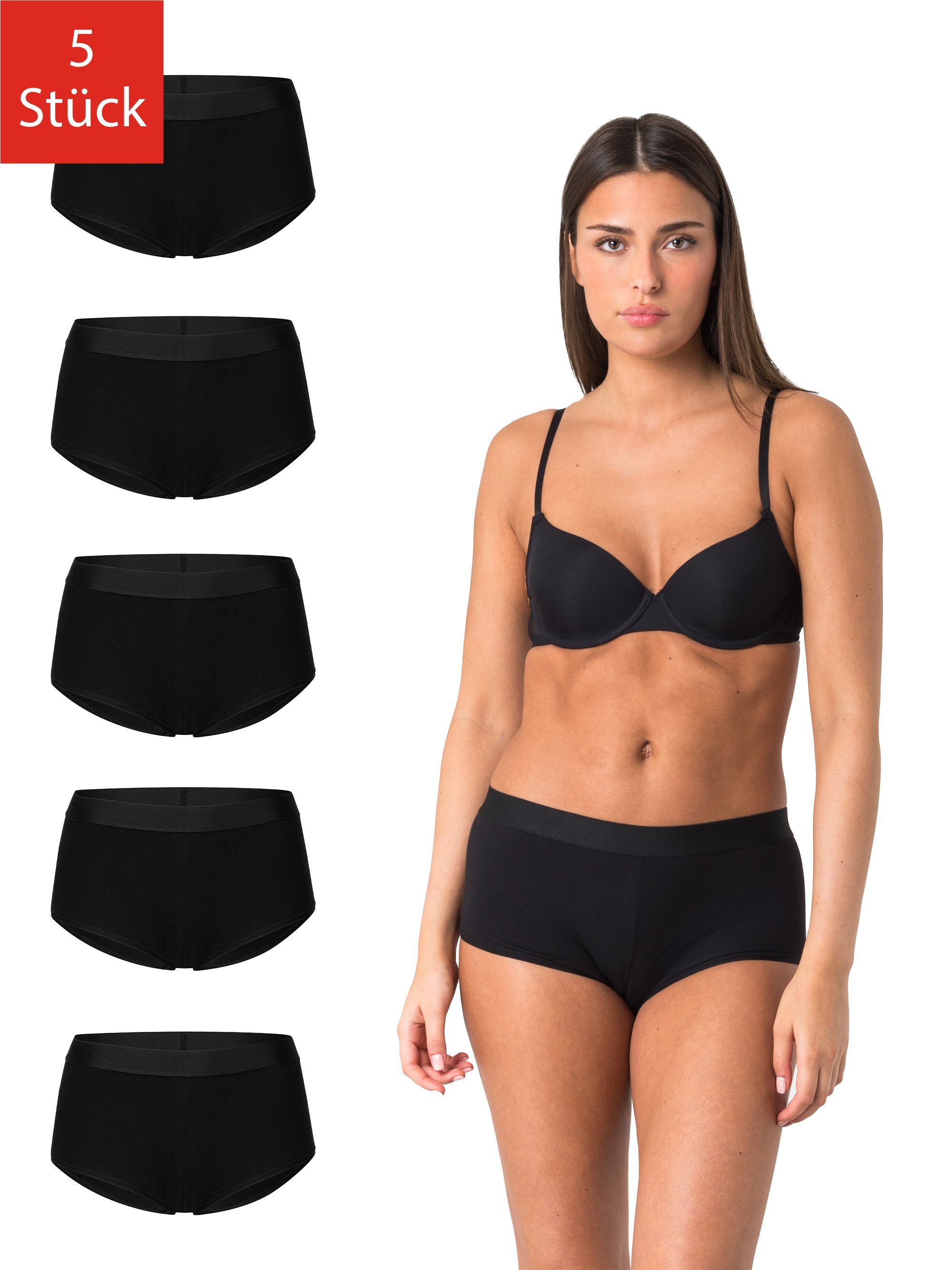 Elsie High-Waist-Panty Підштанники Damen Обтягуючі труси Short Hohe Taille aus 95% Baumwolle Stretch (Packung, 5-St., 5er-Pack) Bequeme Unterwäsche Frauen Taillenslip Slip Damen Hüftslip