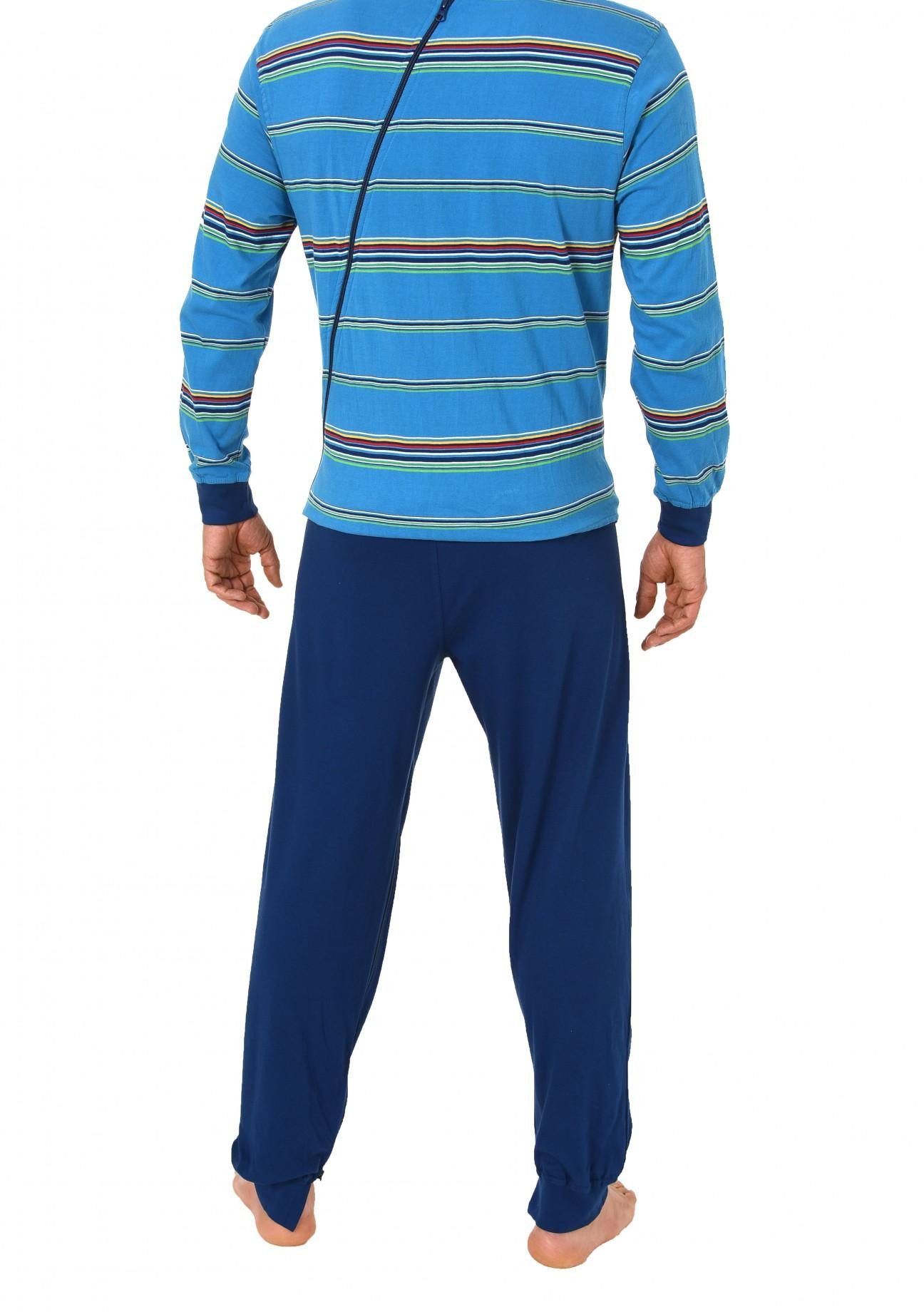 Normann Care Pyjama Herren Pflegeoverall langarm mit Reissverschluss am Rüc günstig online kaufen