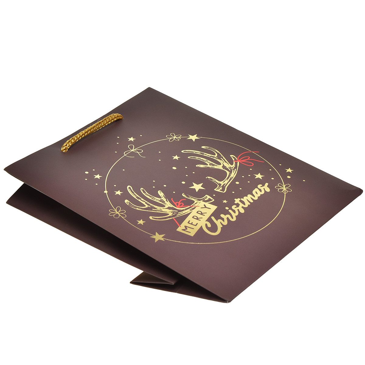 Florists Products Tragetasche Weihnachtliche Geschenktüte mit Geweih und festlichem Design, 2 Stück