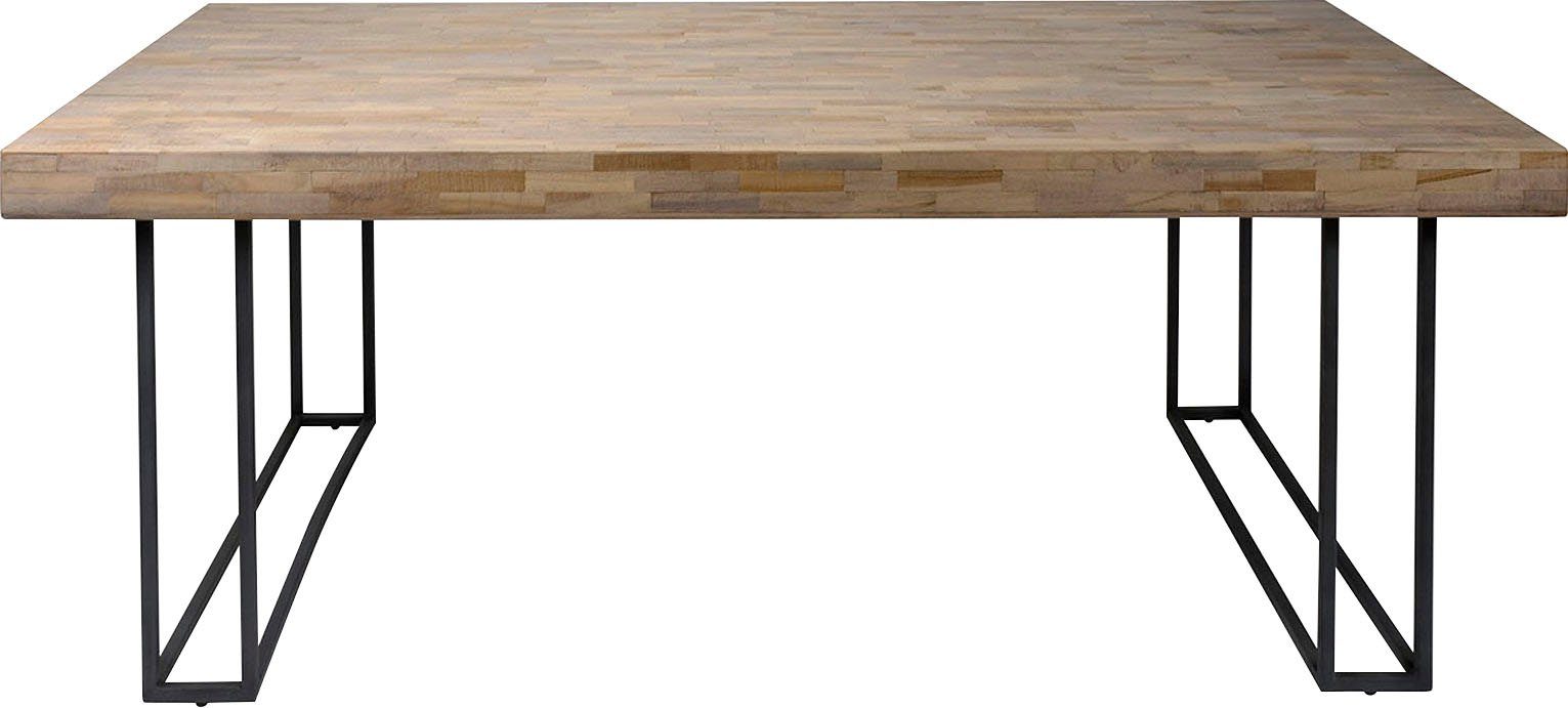 SalesFever Essgruppe, Akazienholz Tischplatte 10 aus Natur/Dunkelgrau/Schwarz 5-tlg), | (Set, | dunkelgrau cm natur/dunkelgrau/schwarz starke