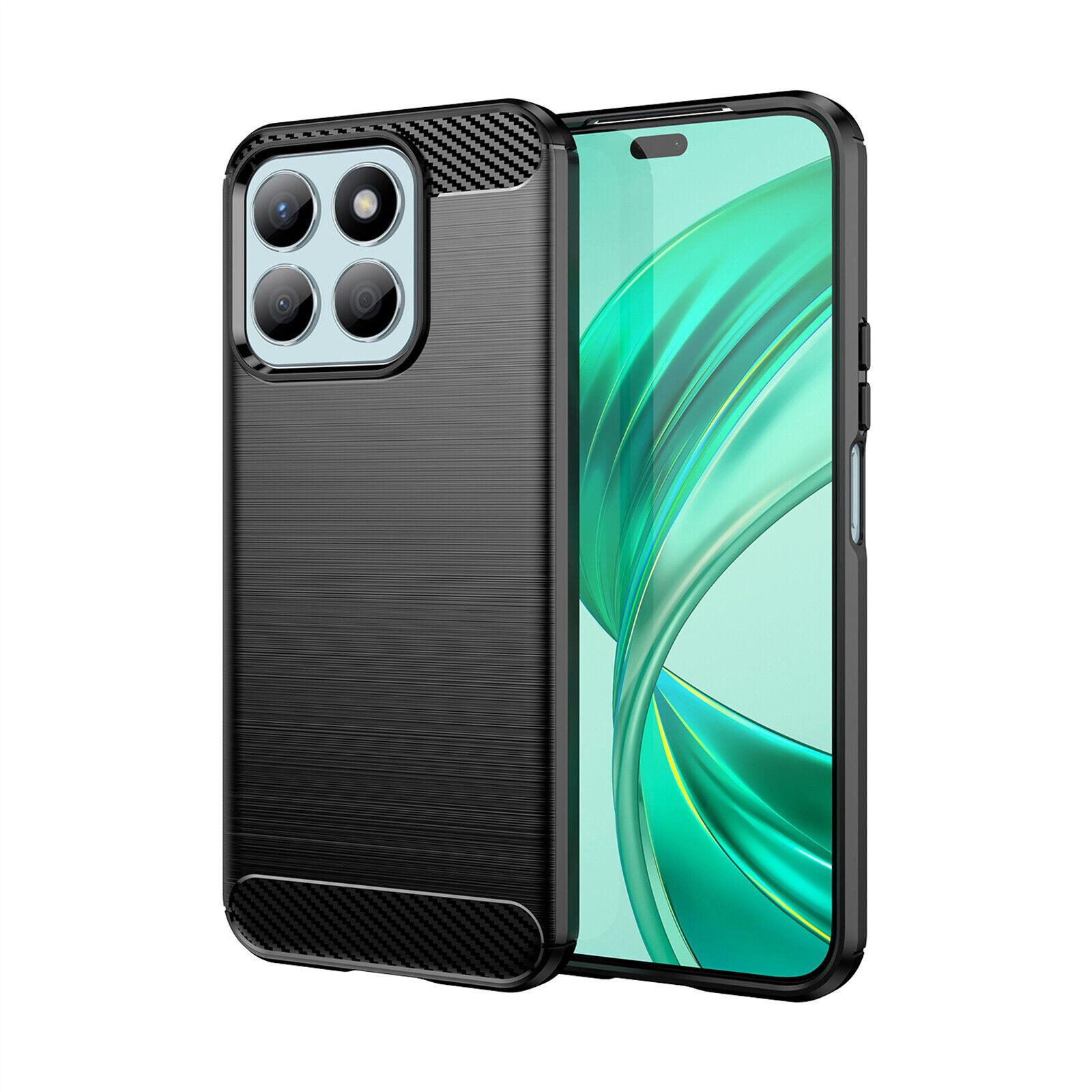 betterfon Handyhülle Carbon Hülle für Honor X8b Backcover TPU Silikon Bumper Schwarz, Carbon-Look – stoßfestes Case mit Air-Cushion & Metall-Optik