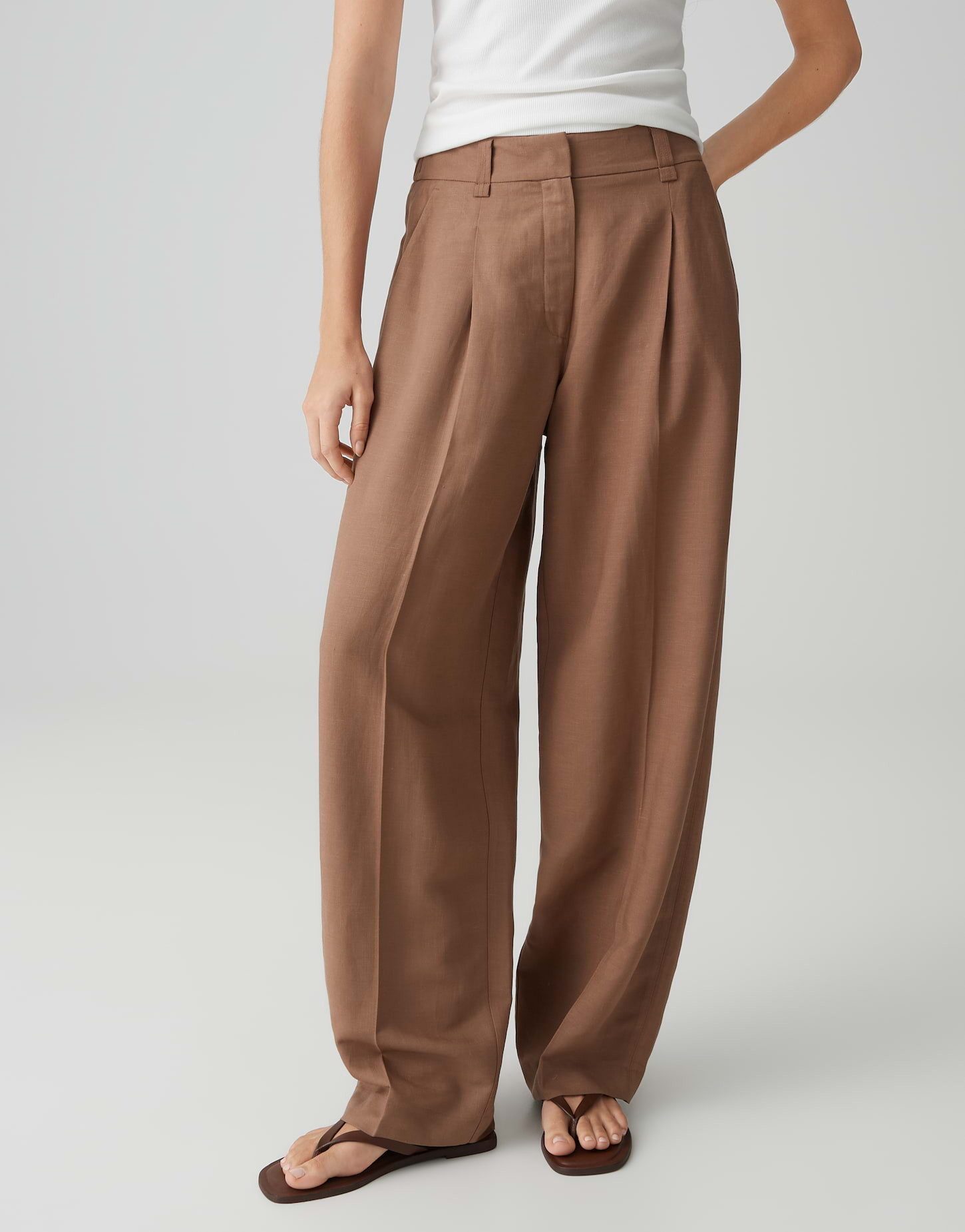 OPUS PANTS Bundfaltenhose Moira bloom aus weicher Webware mit Leinenstruktur Praktische Taschen runden den entspannten Look ab