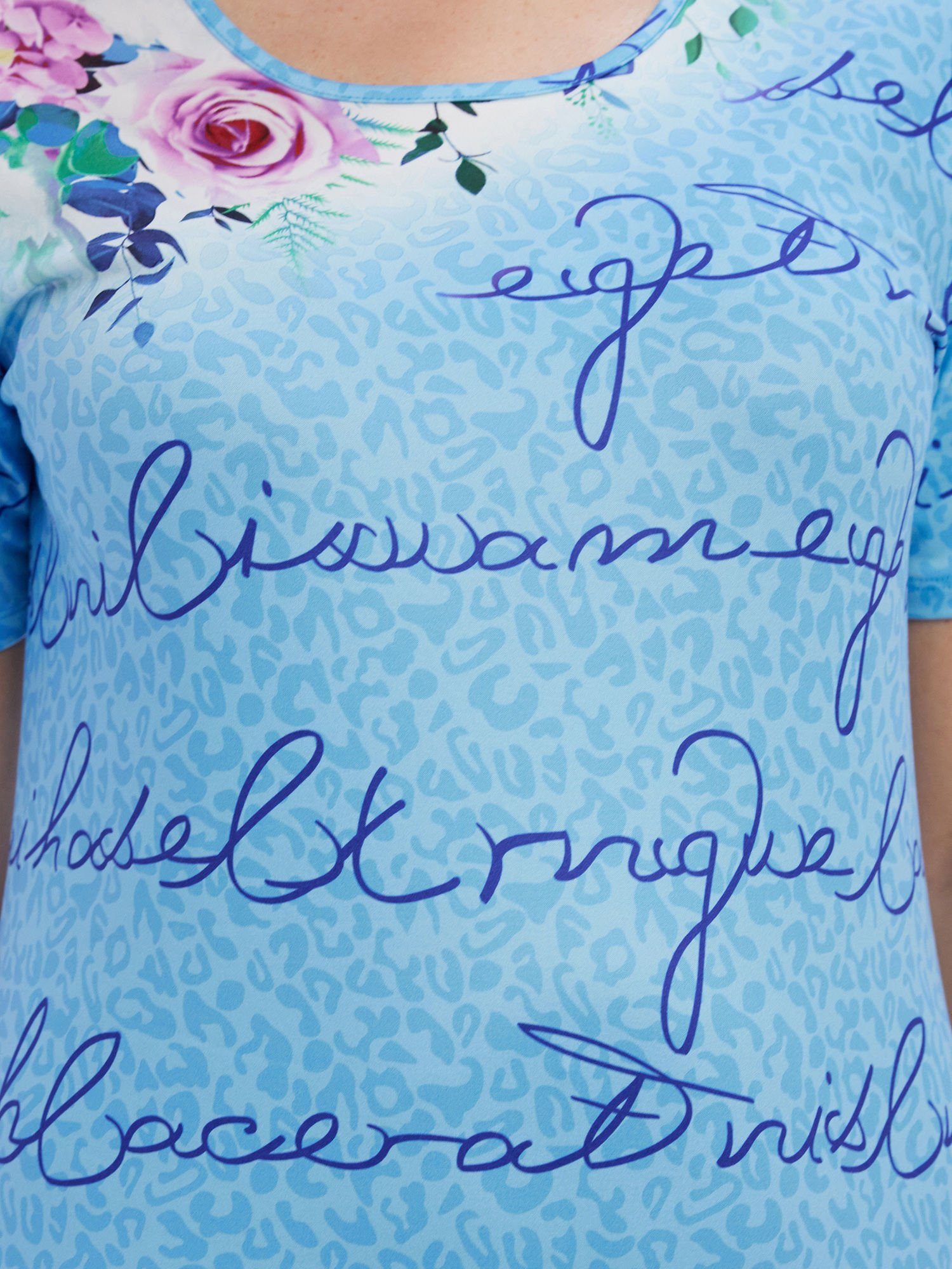 Schriftzügen mit Bigshirt elastisch Beaux Nachthemd Blumenmuster Belli und