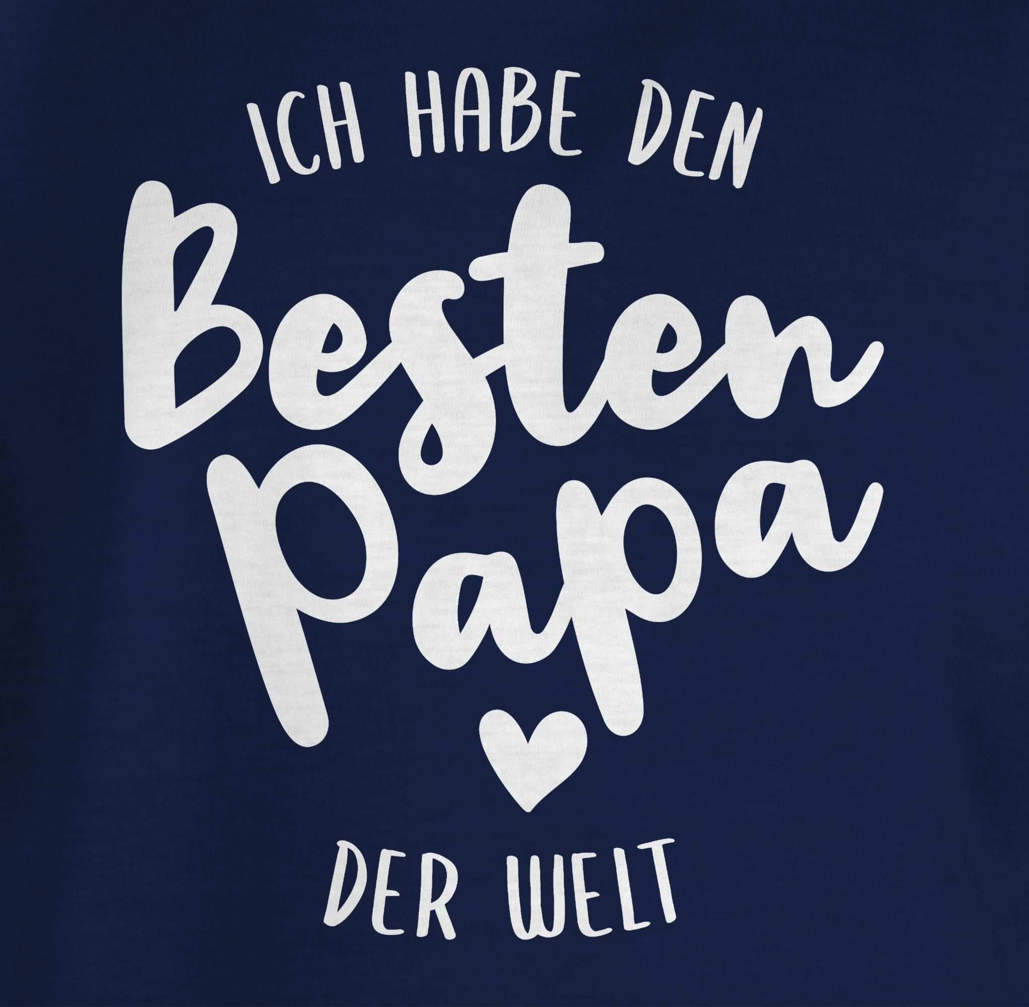 Shirtracer T-Shirt Ich Papa Papa 3 der Geschenk besten Vatertag den habe Dunkelblau Welt für